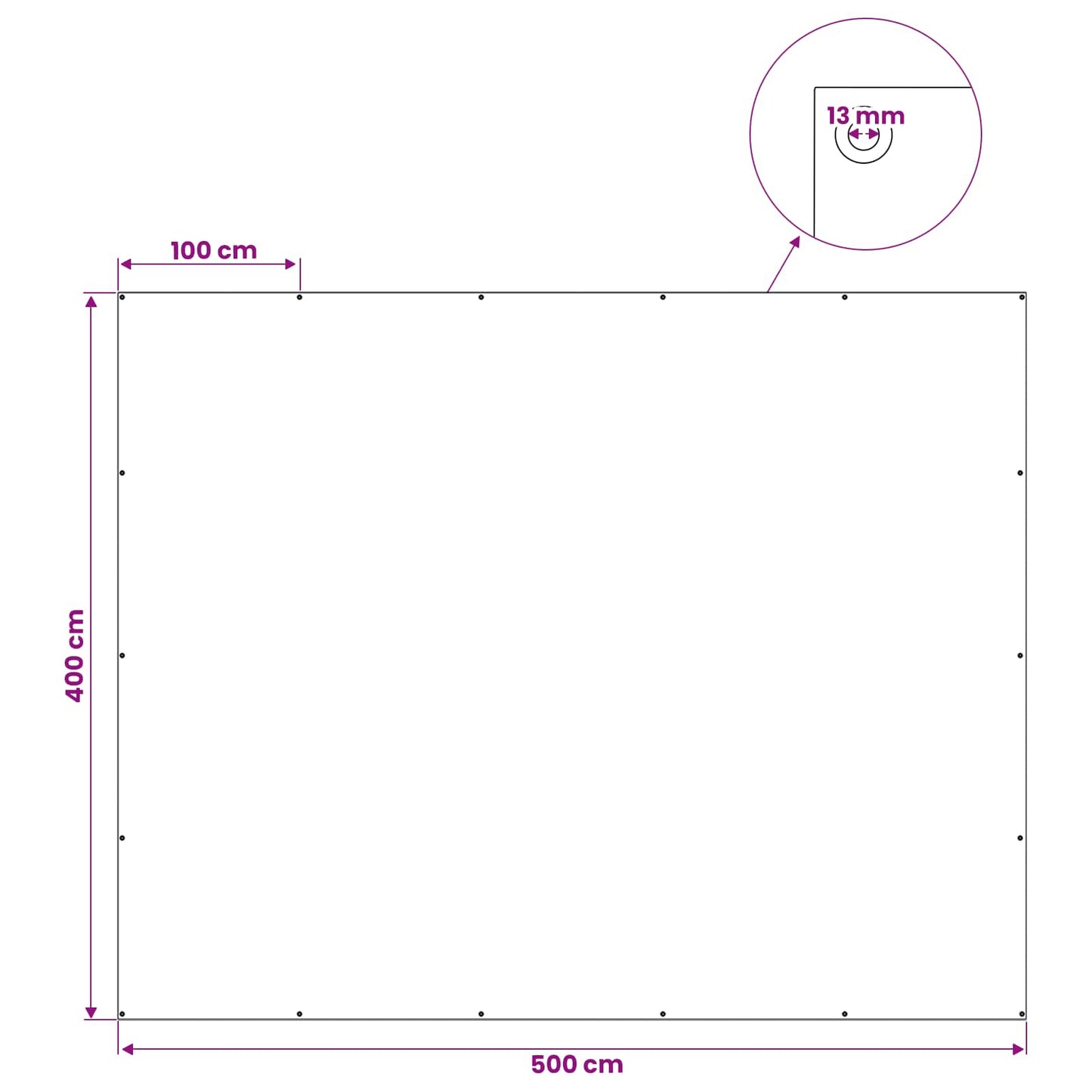 Presenning med øyer Hvit 4 x 5 m 260 gsm PE