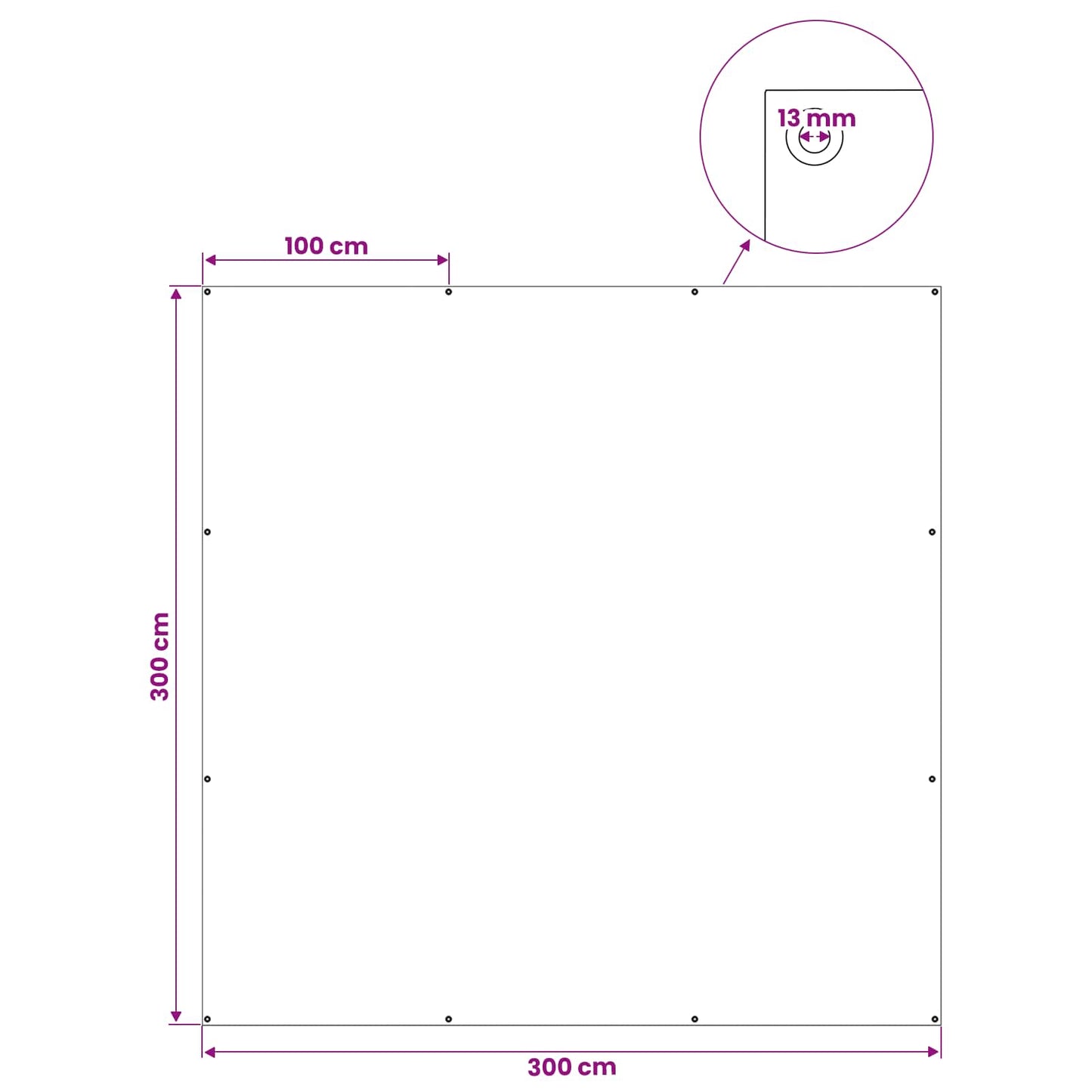 Presenning med øyer Antrasittgrå 3 x 3 m 260 gsm PE