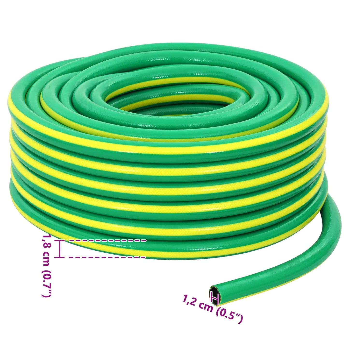 Hageslange 5-Lags Grønn og gul 1 / 2'' 50 m PVC