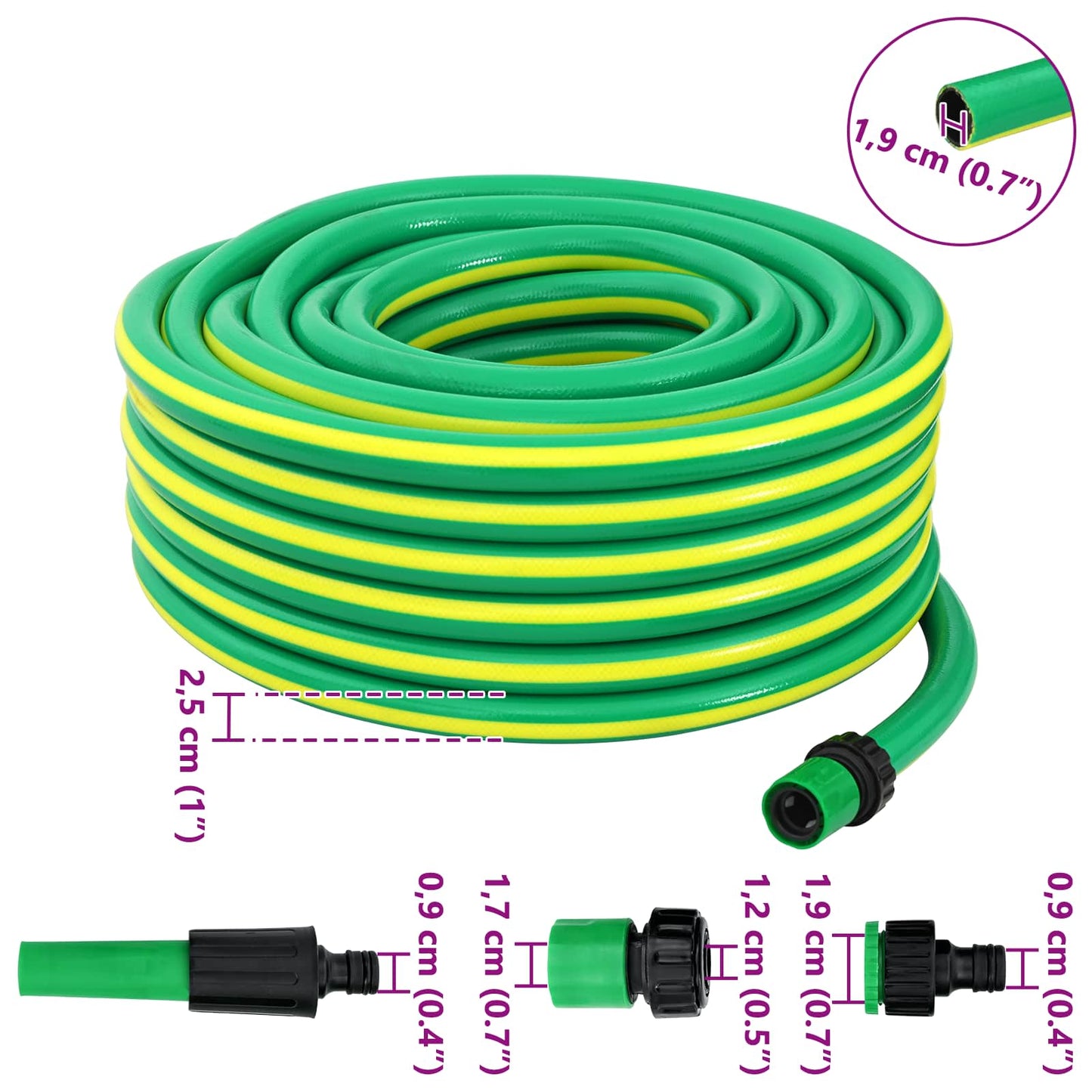 Hageslange 5-Lags Grønn og gul 3 / 4'' 30 m PVC