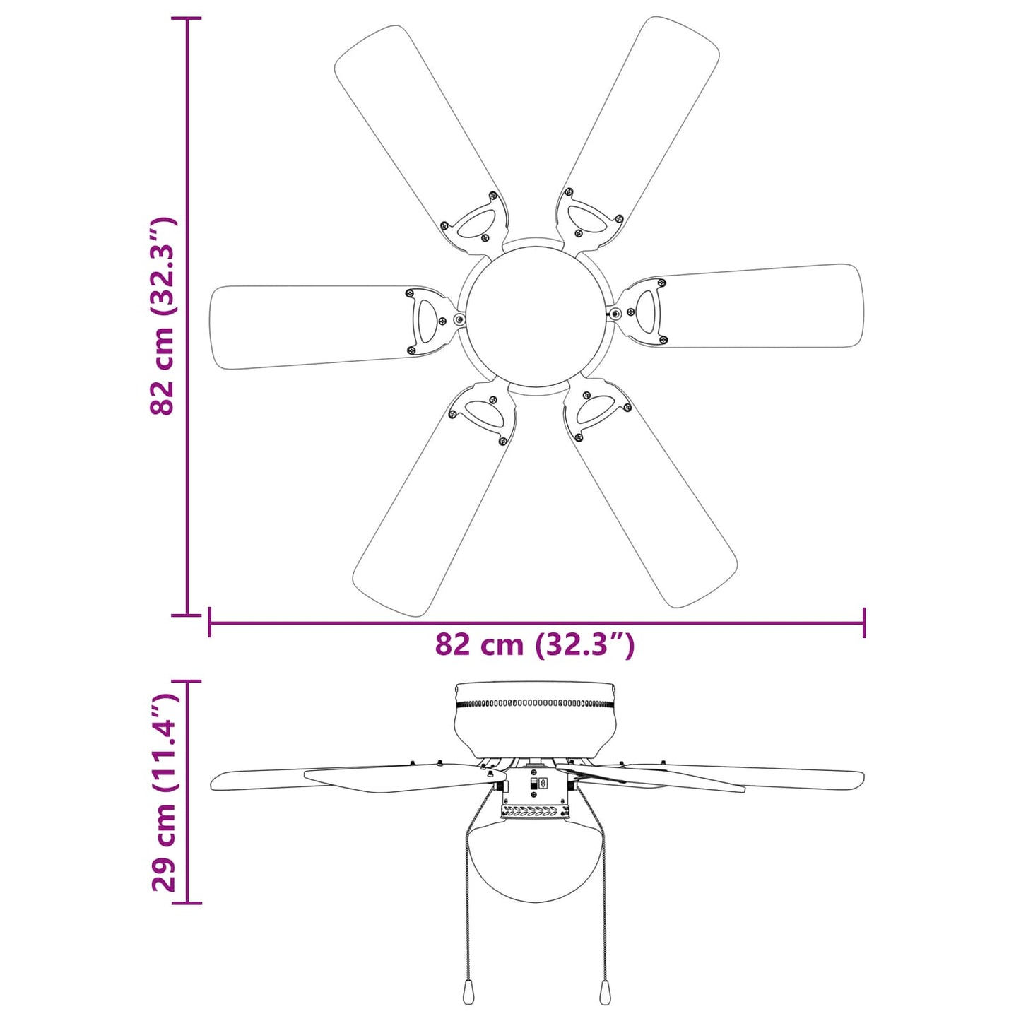 Takvifte med lys Ø 82 cm Svart