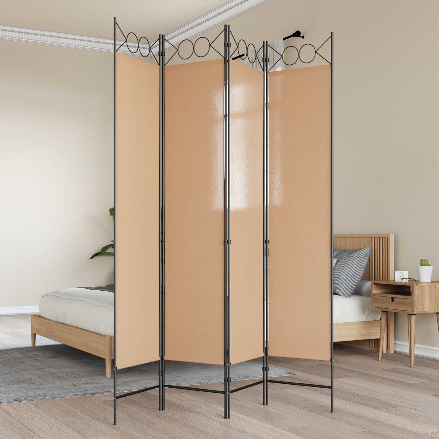 4-panel romdeler Beige 160 x 200 cm Stoff