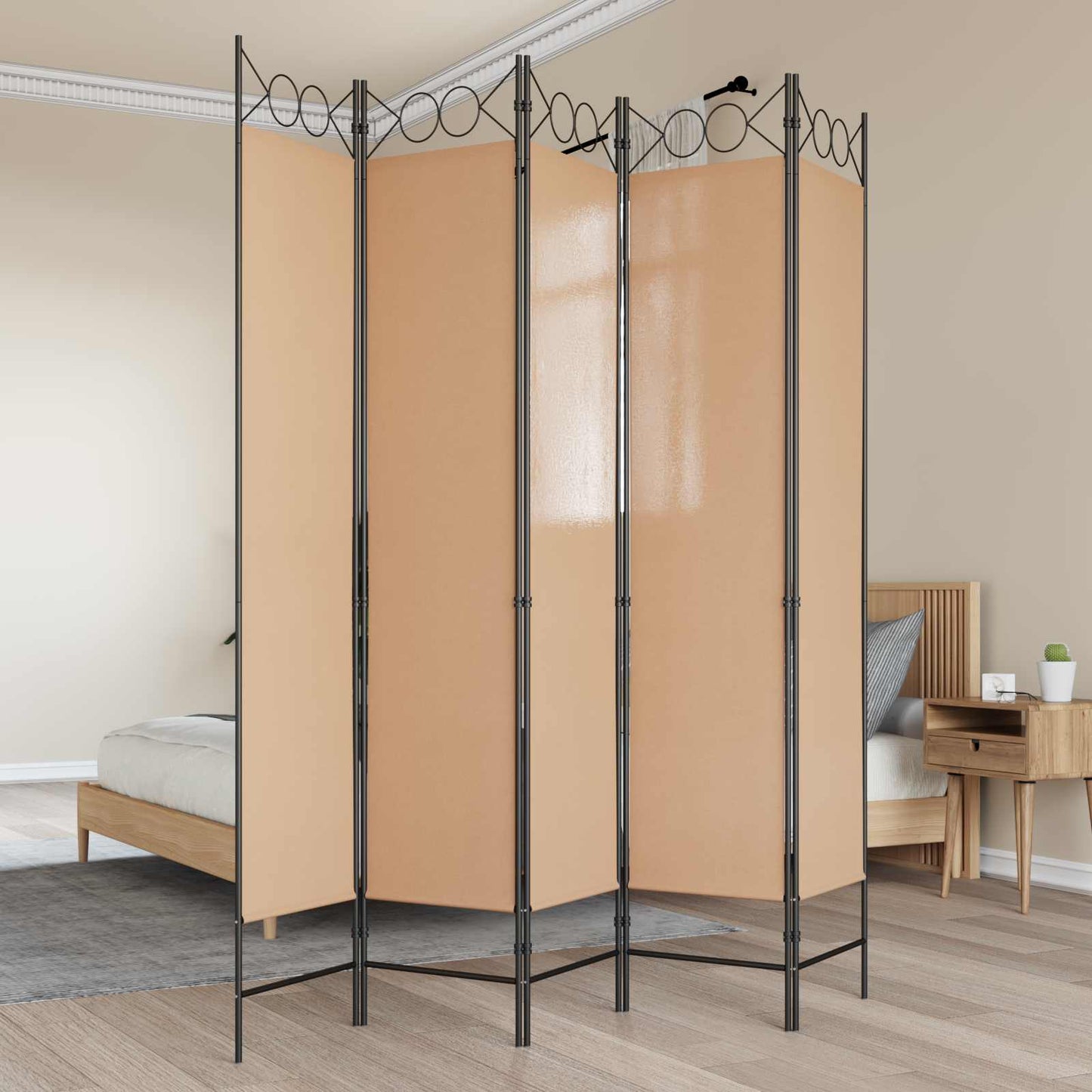 5-panel romdeler Beige 200 x 200 cm Stoff