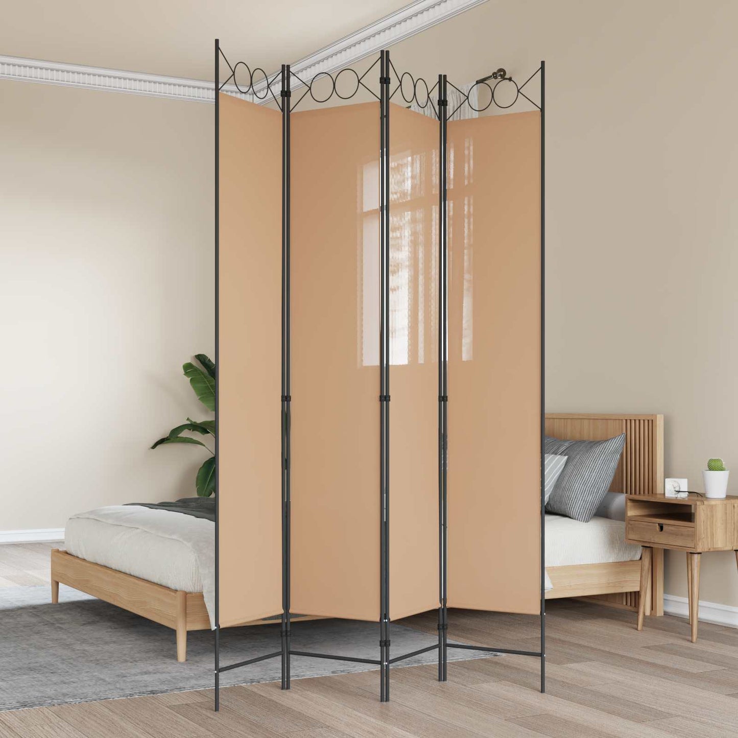 4-panel romdeler Beige 160 x 220 cm Stoff