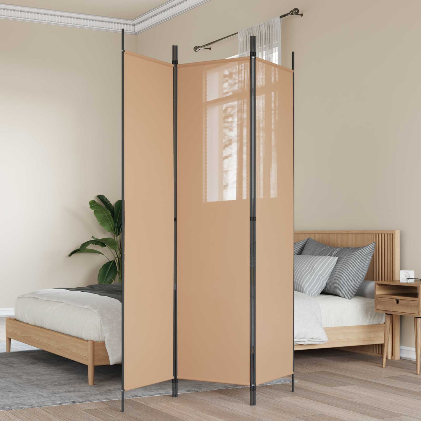 3-panel romdeler Beige 150 x 200 cm Stoff