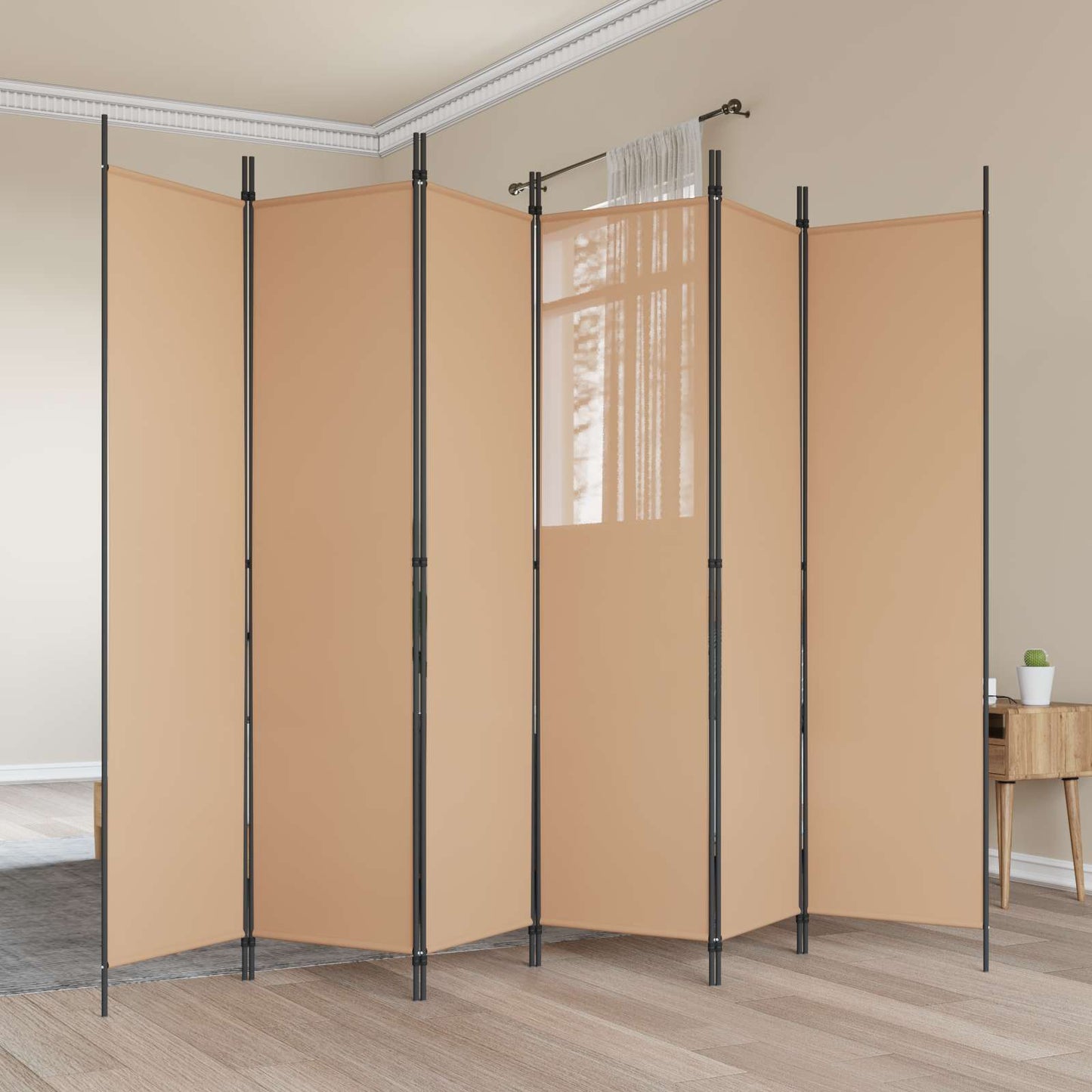 6-Panels Romdeler Beige 300 x 200 cm Stoff