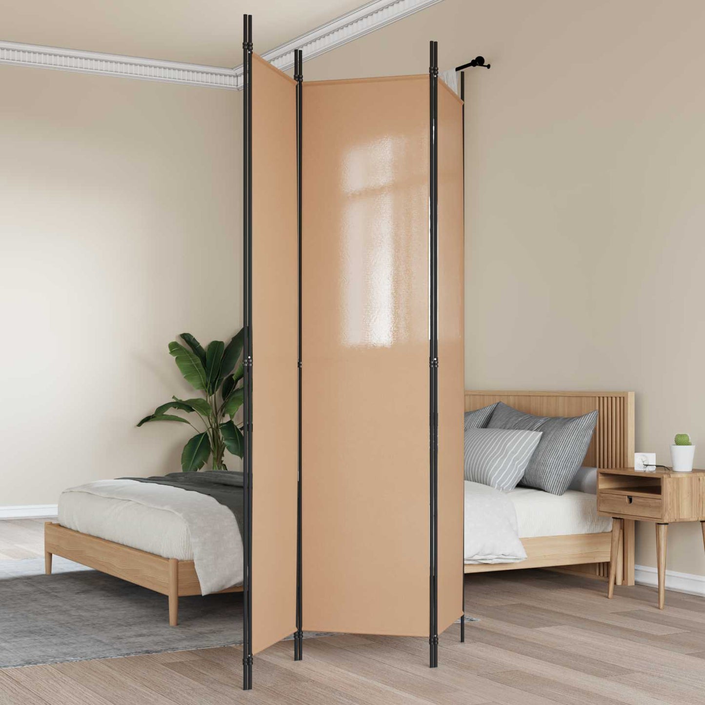 3-panel romdeler Beige 150 x 220 cm Stoff