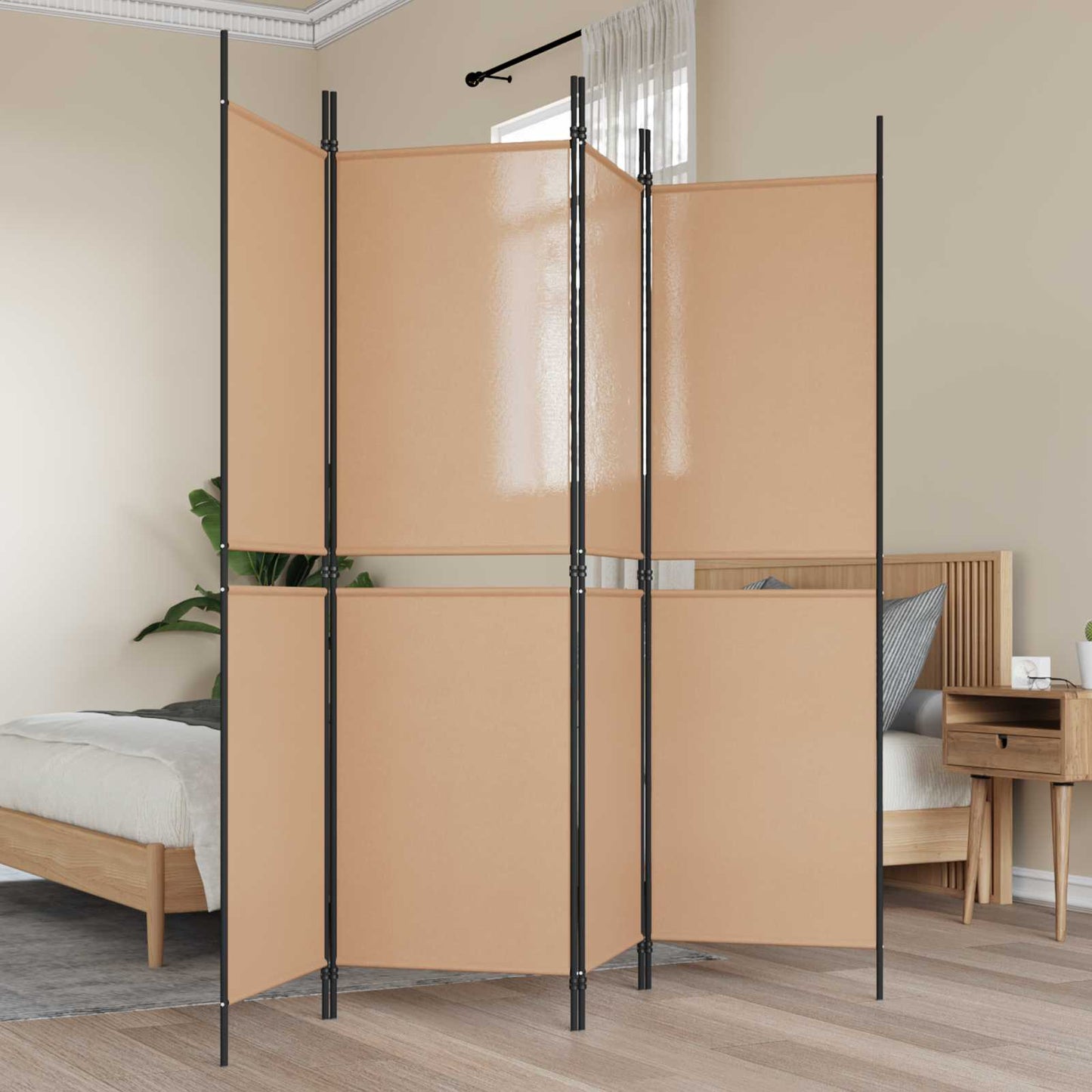 4-panel romdeler Beige 200 x 180 cm Stoff