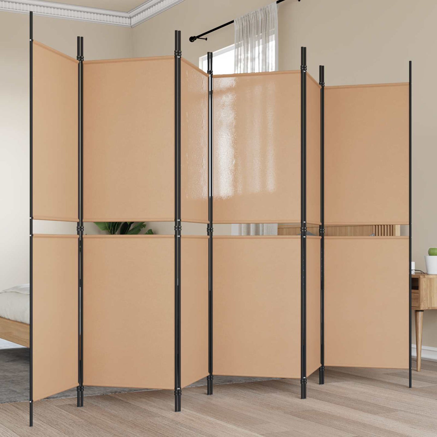 6-Panels Romdeler Beige 300 x 180 cm Stoff