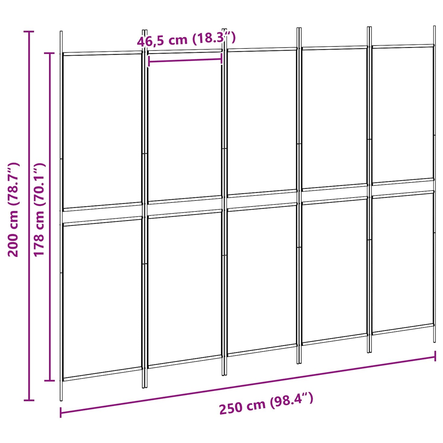 5-panel romskille Beige 250 x 200 cm Stoff