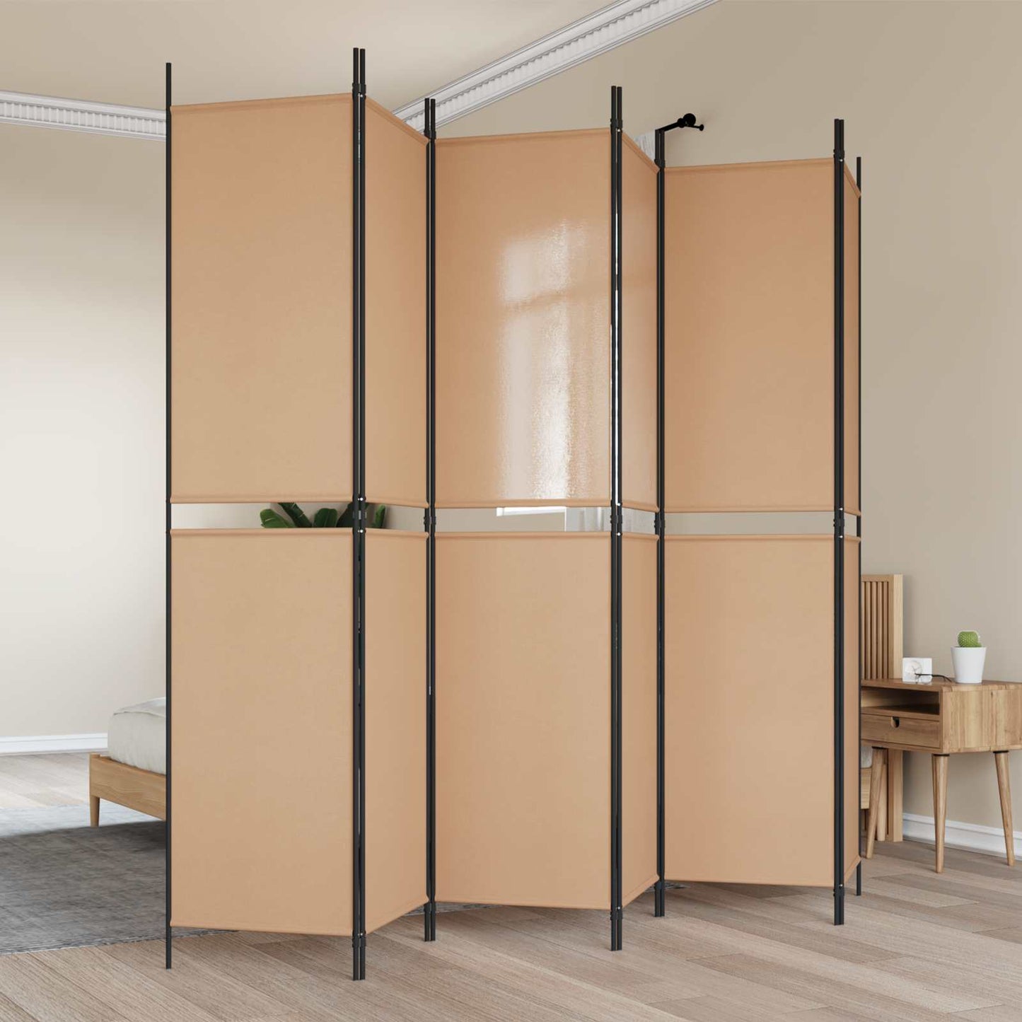 6-Panels Romdeler Beige 300 x 220 cm Stoff