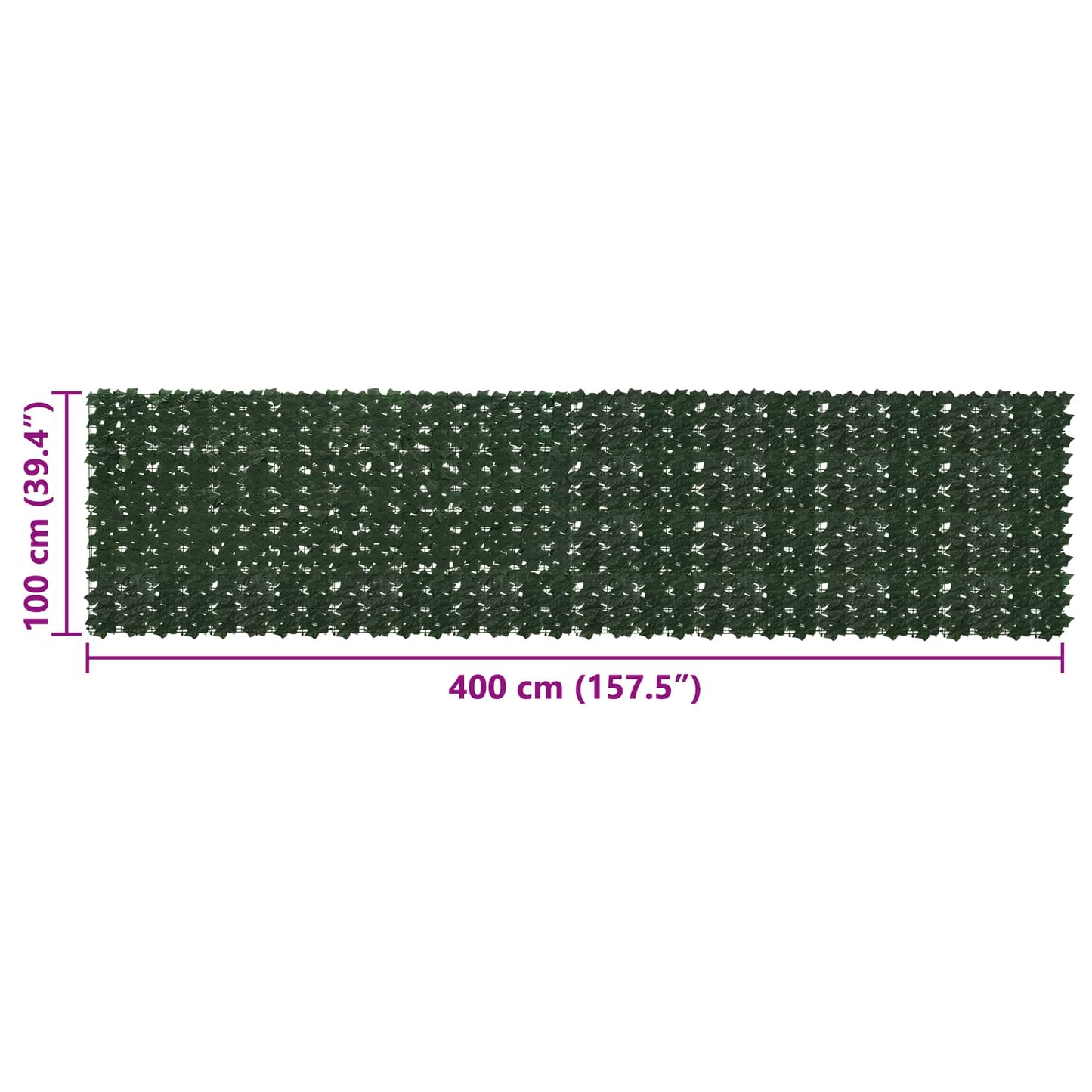 Balkong skjerm med blader Mørkegrønn 400 x 100 cm