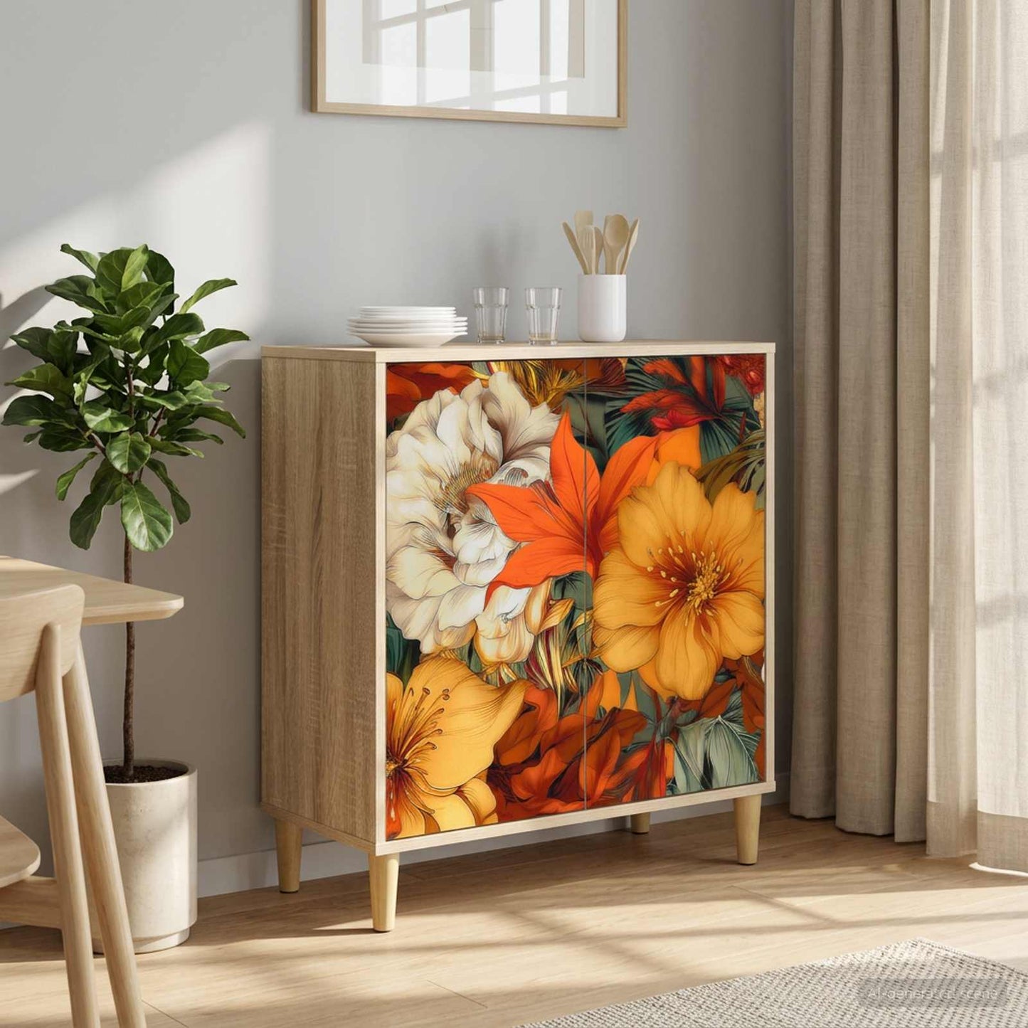 Serviesskap GENNEP Sonoma 69 x 33 x 75 cm Konstruert tre