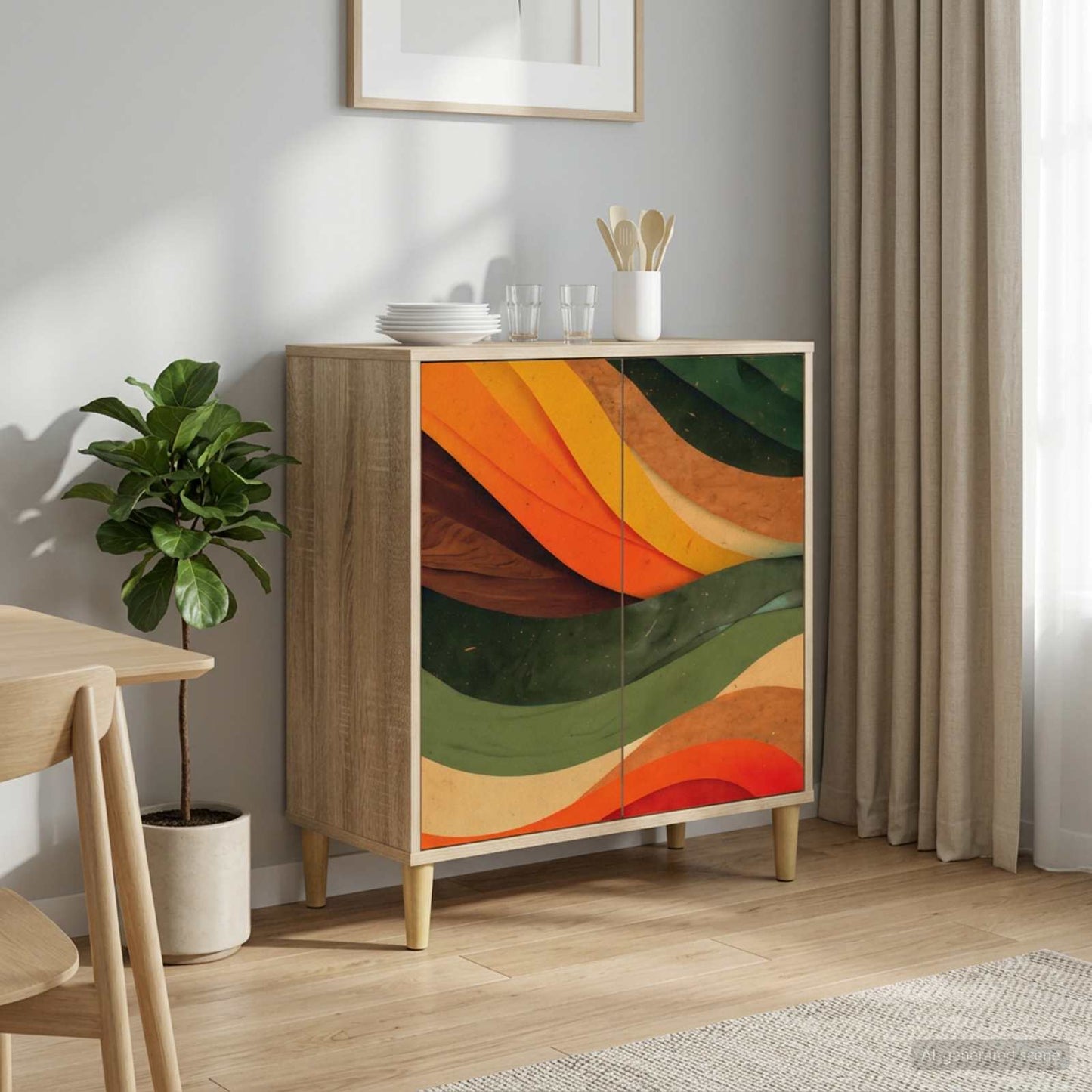 Serviesskap BONN Sonoma 69 x 33 x 75 cm Konstruert tre