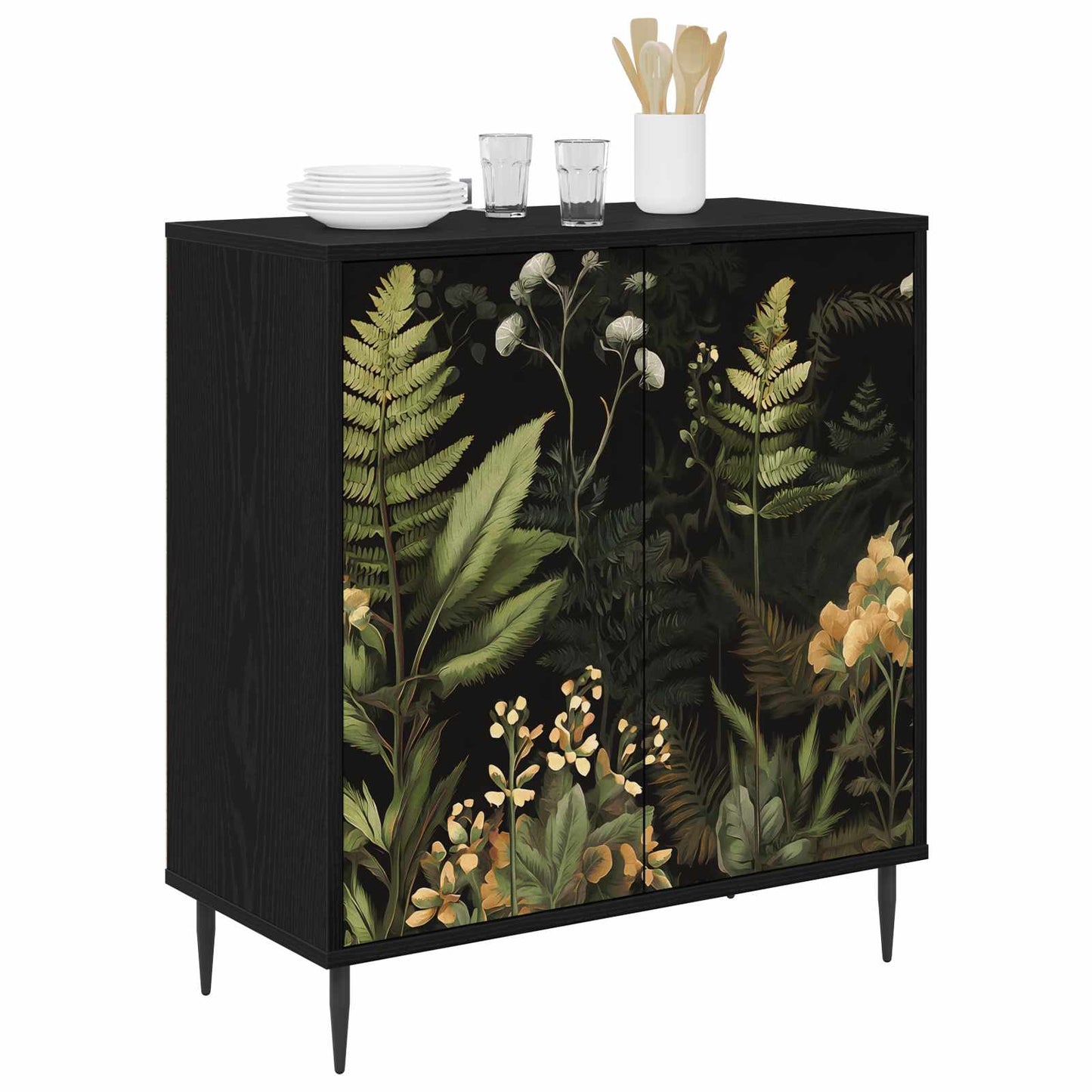 Serviesskap RHENEN Svart eik 69 x 33 x 76 cm Konstruert tre