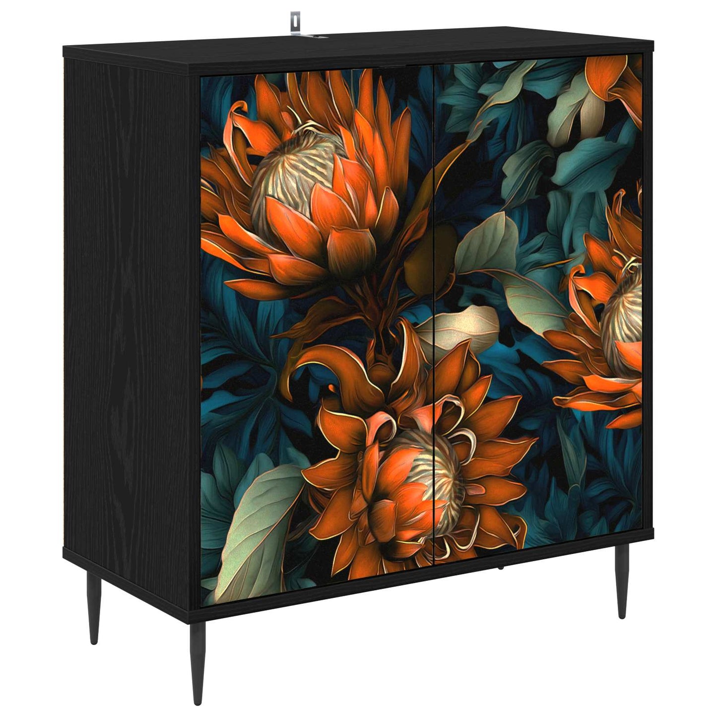 Serviesskap LOCHEM Svart eik 69 x 33 x 76 cm Konstruert tre