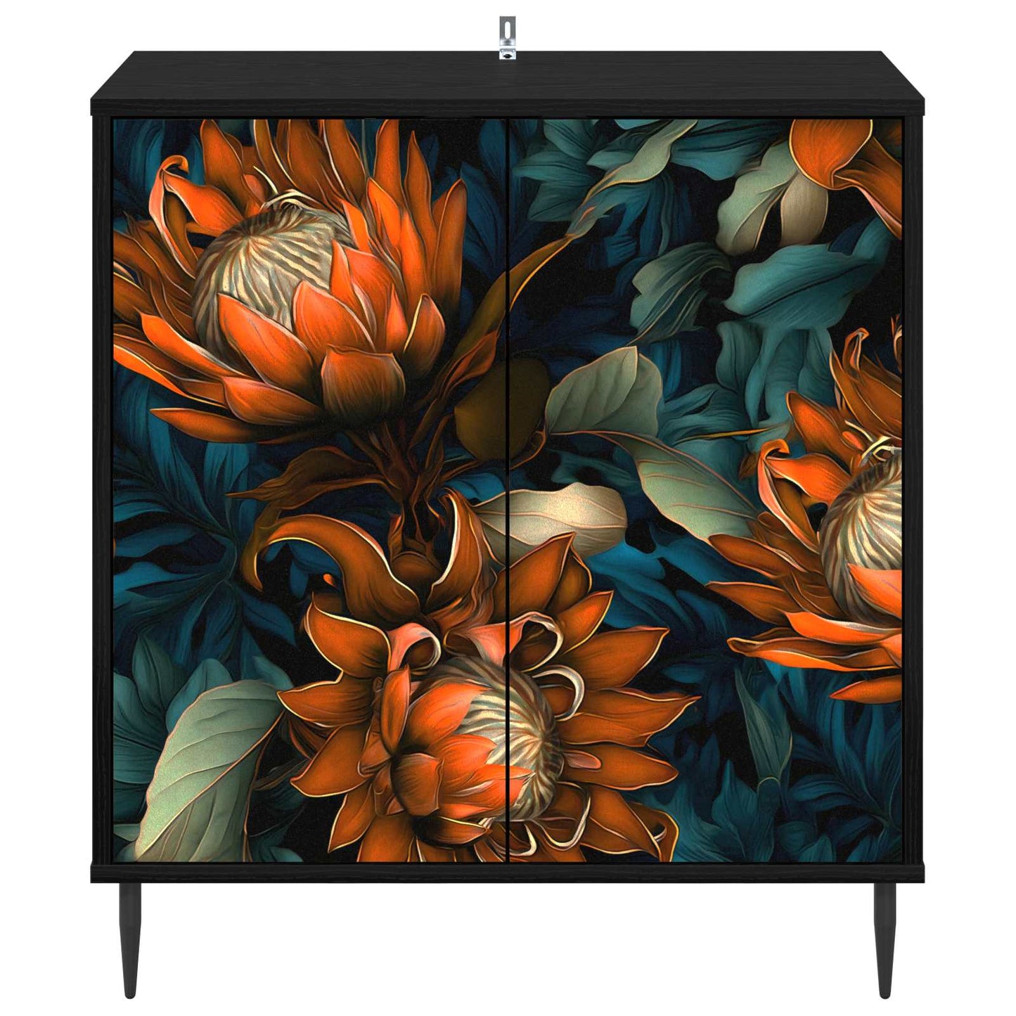 Serviesskap LOCHEM Svart eik 69 x 33 x 76 cm Konstruert tre