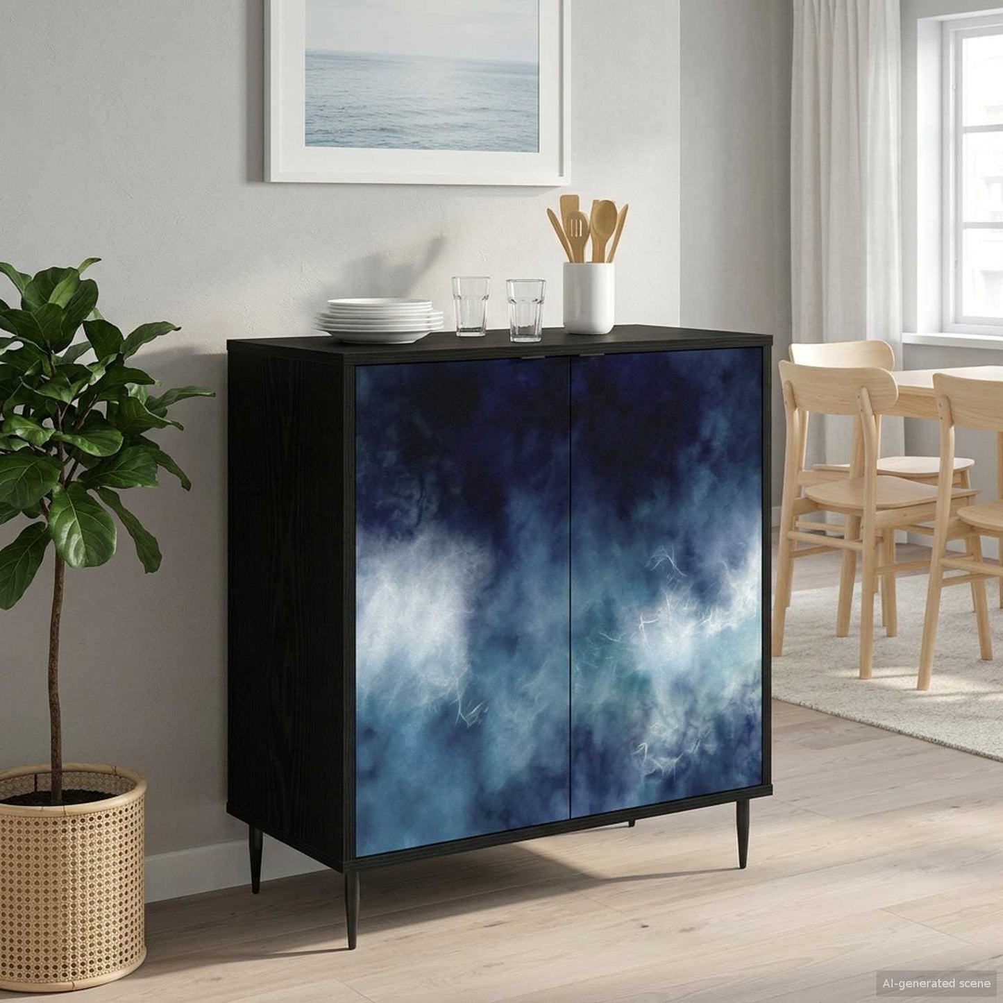 Serviesskap RAALTE Svart eik 69 x 33 x 76 cm Konstruert tre