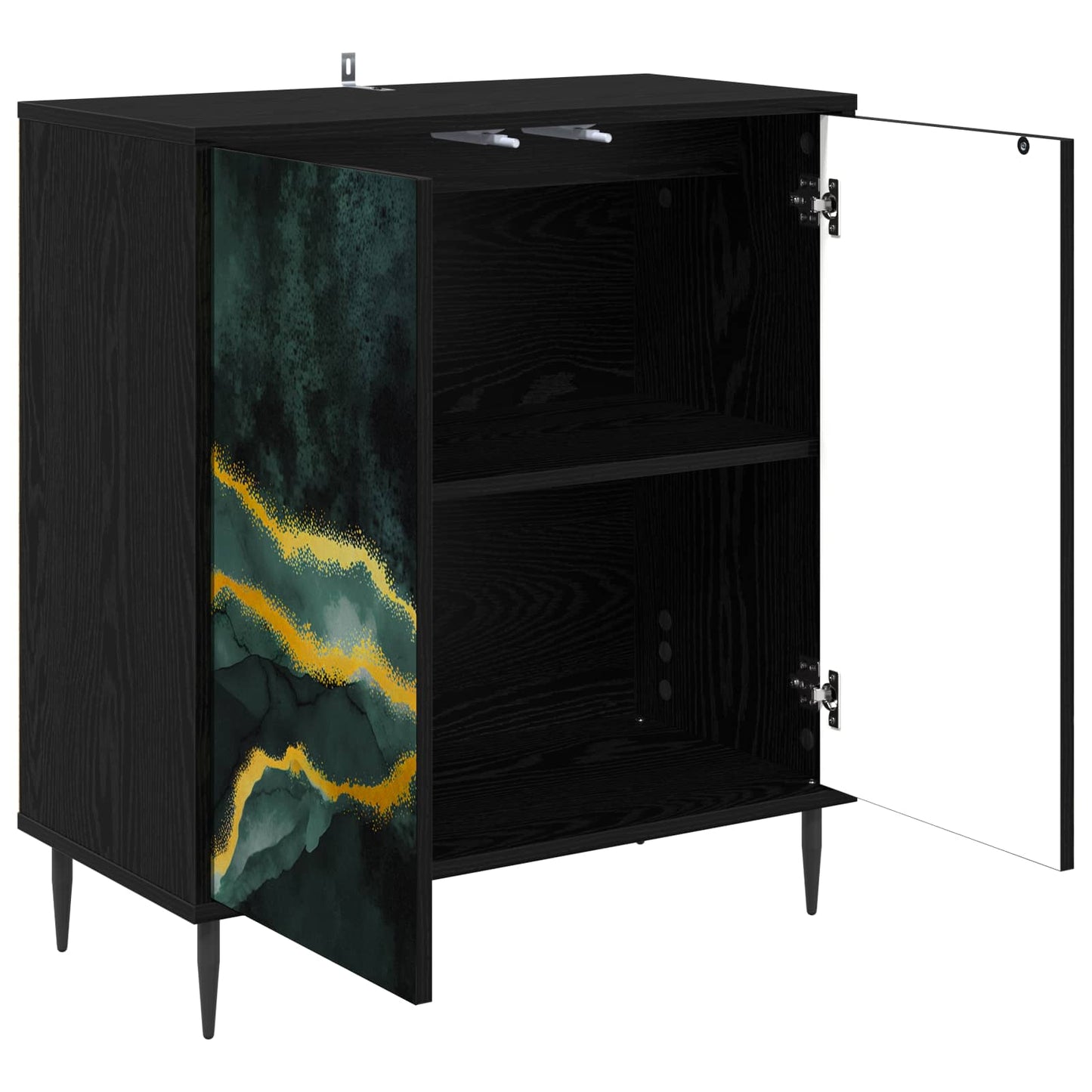 Serviesskap WIJHE Svart eik 69 x 33 x 76 cm Konstruert tre
