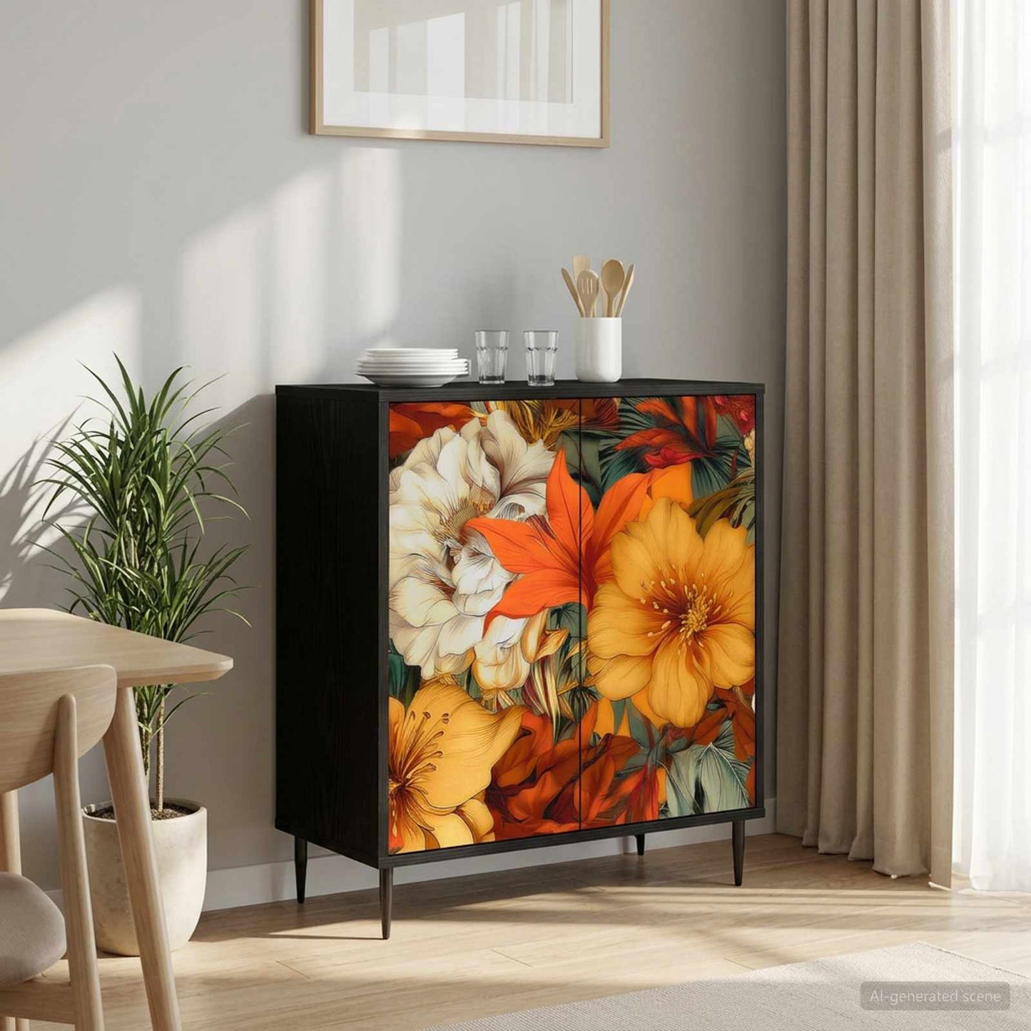 Serviesskap GENNEP Svart eik 69 x 33 x 76 cm Konstruert tre