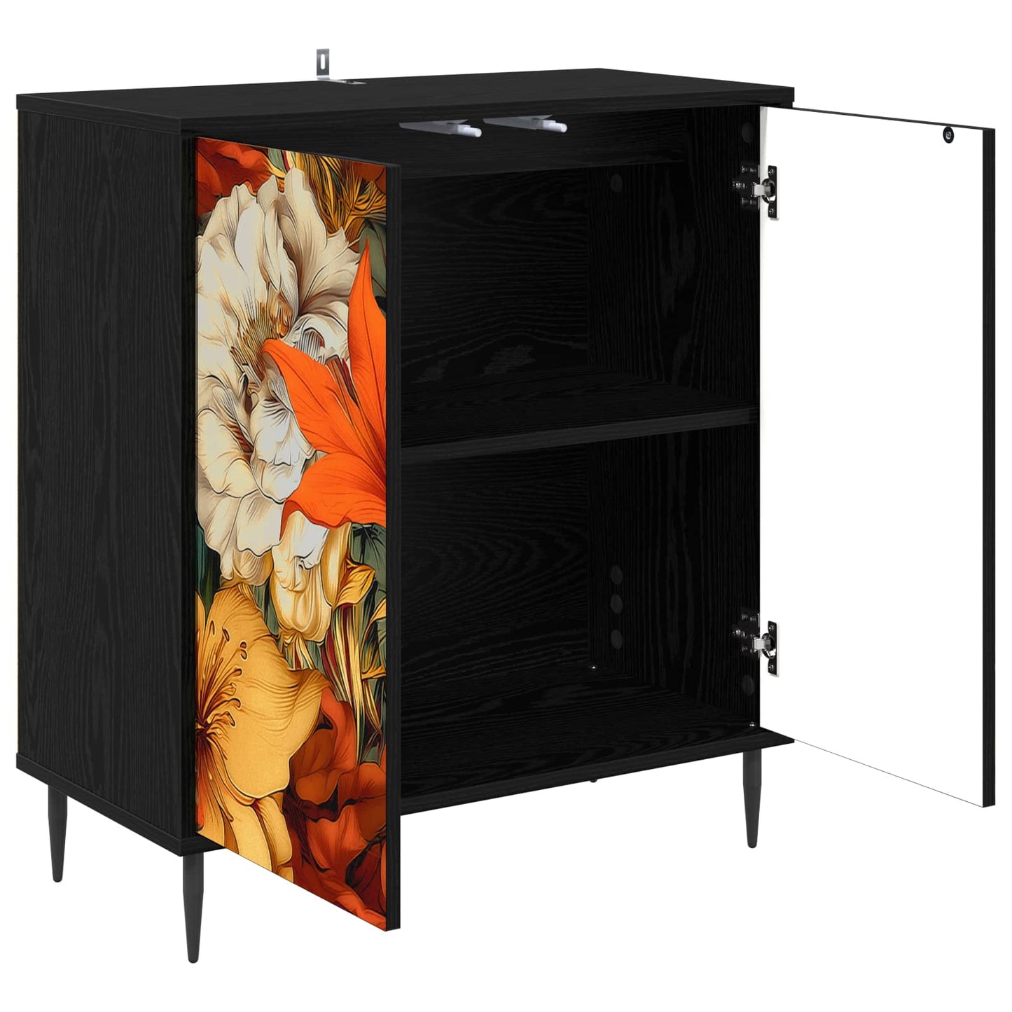 Serviesskap GENNEP Svart eik 69 x 33 x 76 cm Konstruert tre