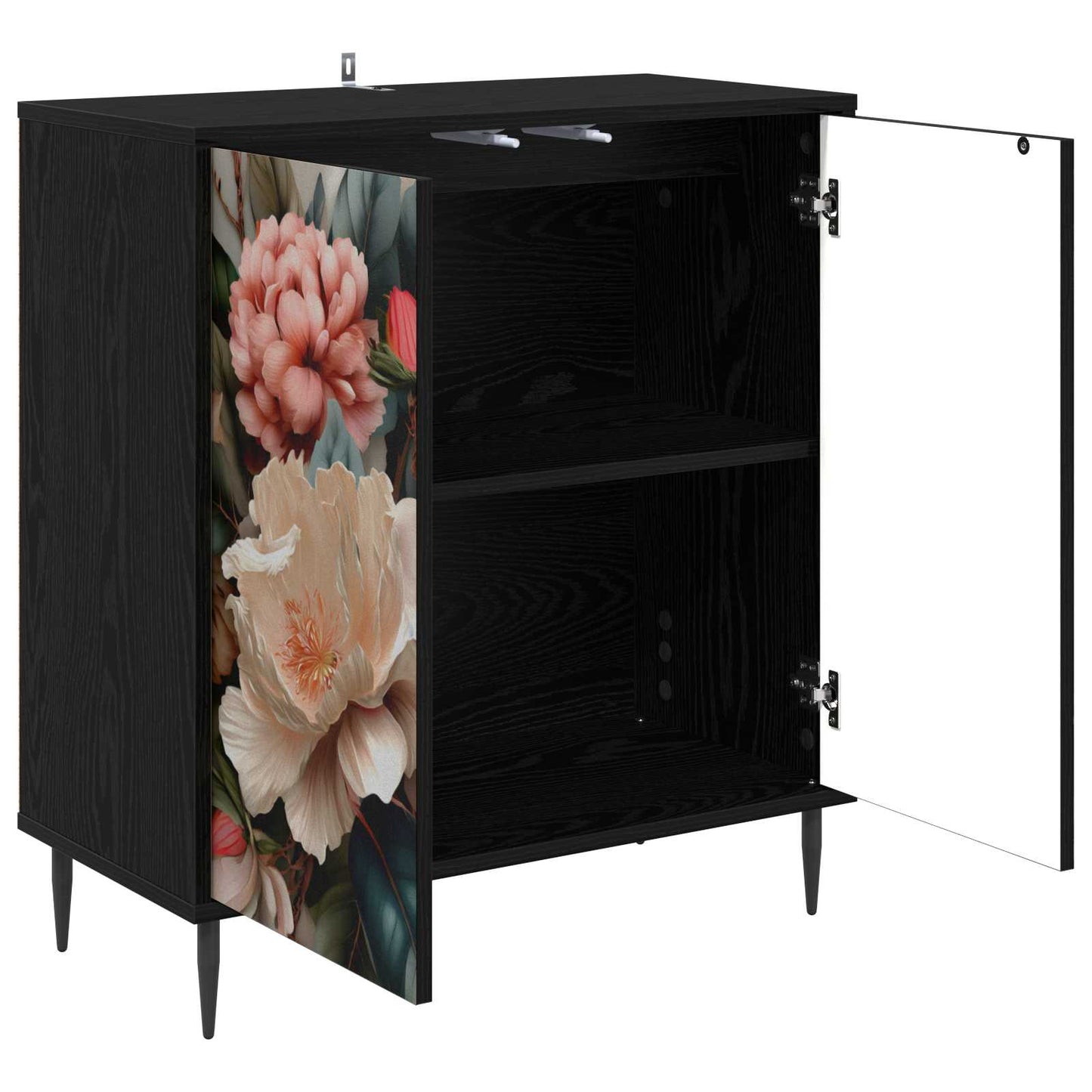Serviesskap BORNE Svart eik 69 x 33 x 76 cm Konstruert tre