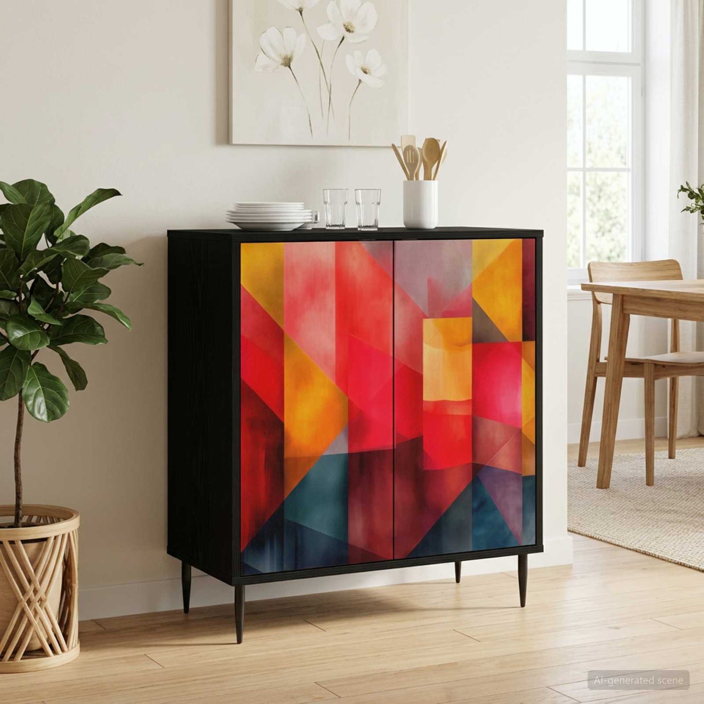 Serviesskap HEESCH Svart eik 69 x 33 x 76 cm Konstruert tre