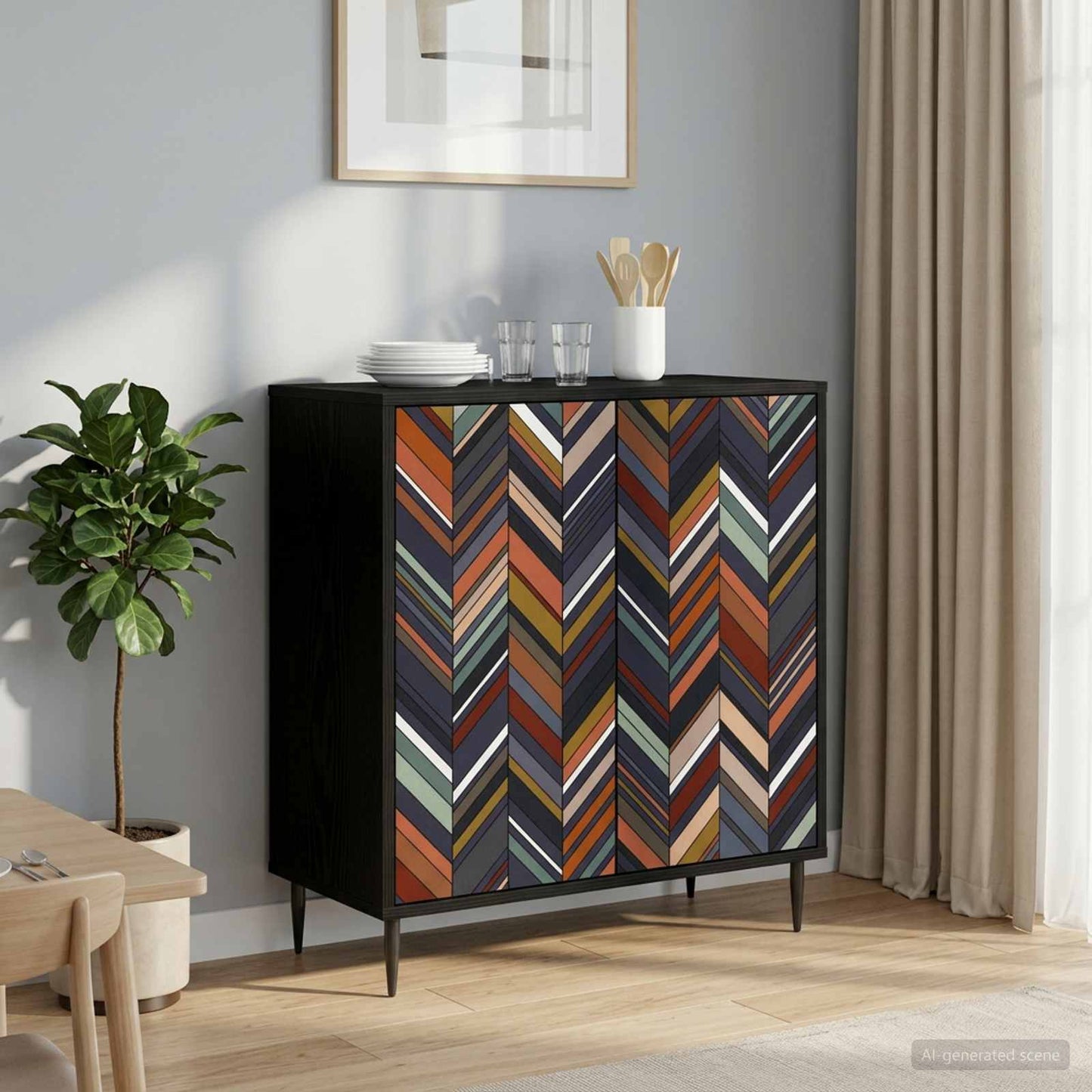 Serviesskap OMMEN Svart eik 69 x 33 x 76 cm Konstruert tre
