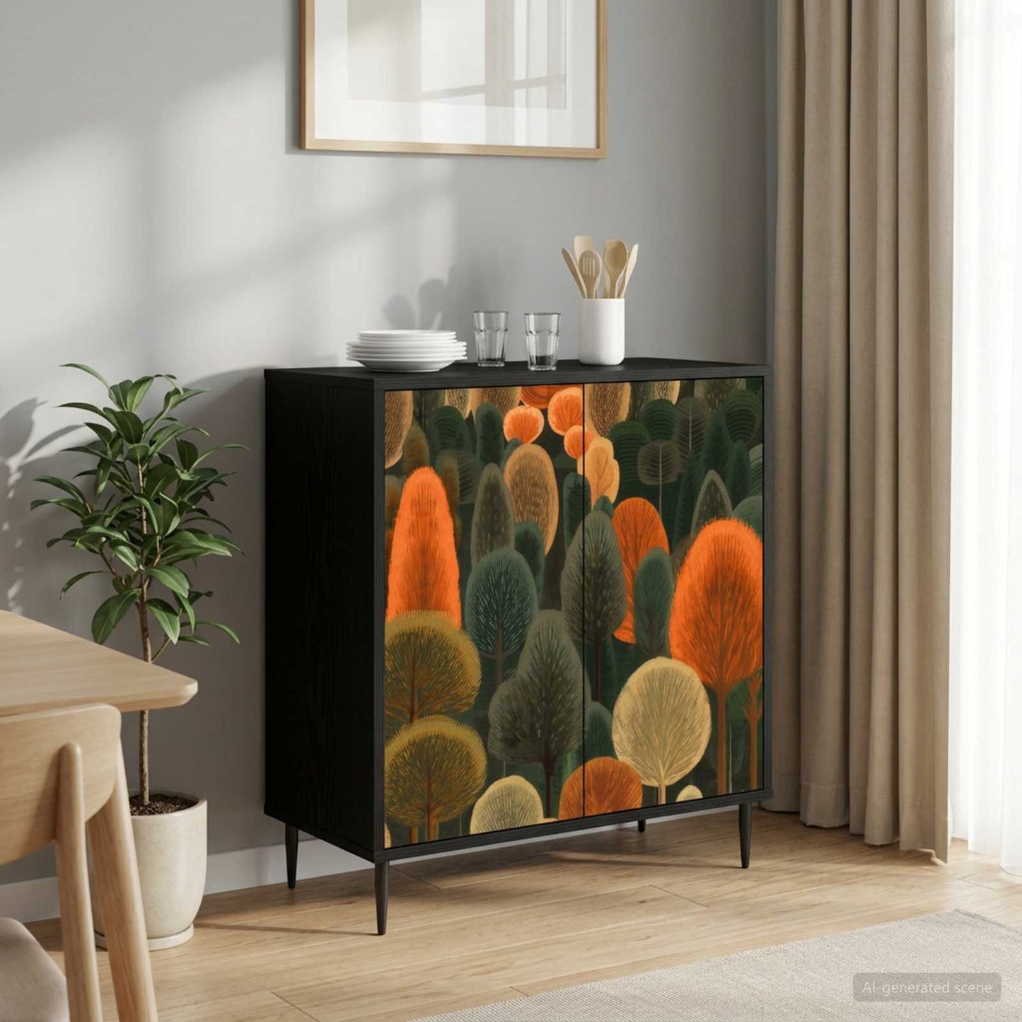 Serviesskap ZAANDAM Svart eik 69 x 33 x 76 cm Konstruert tre