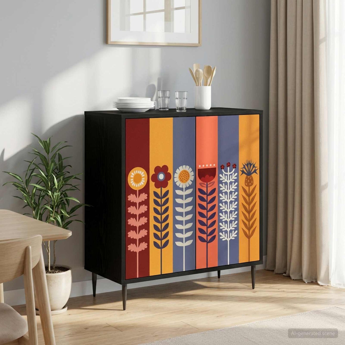Serviesskap ESSEN Svart eik 69 x 33 x 76 cm Konstruert tre