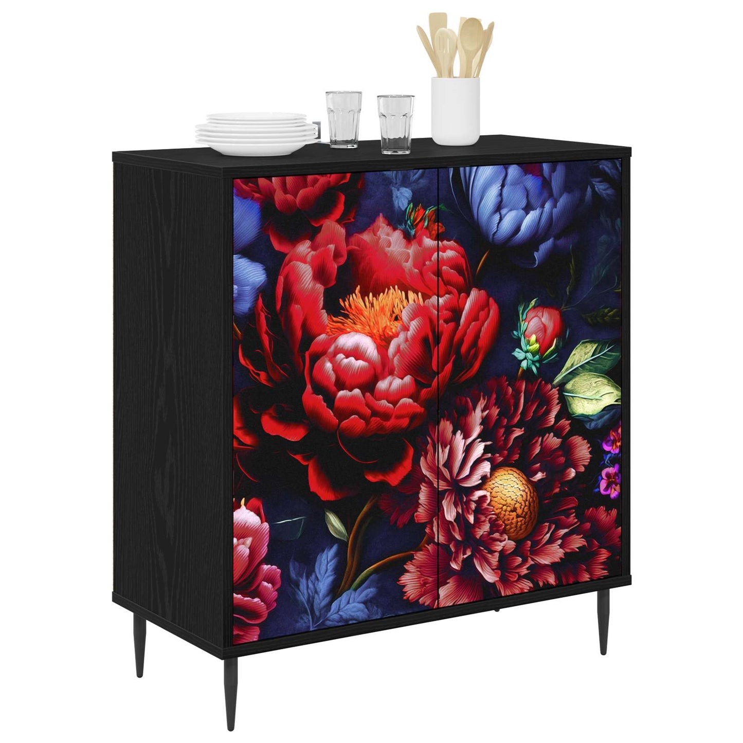 Serviesskap KIEL Svart eik 69 x 33 x 76 cm Konstruert tre