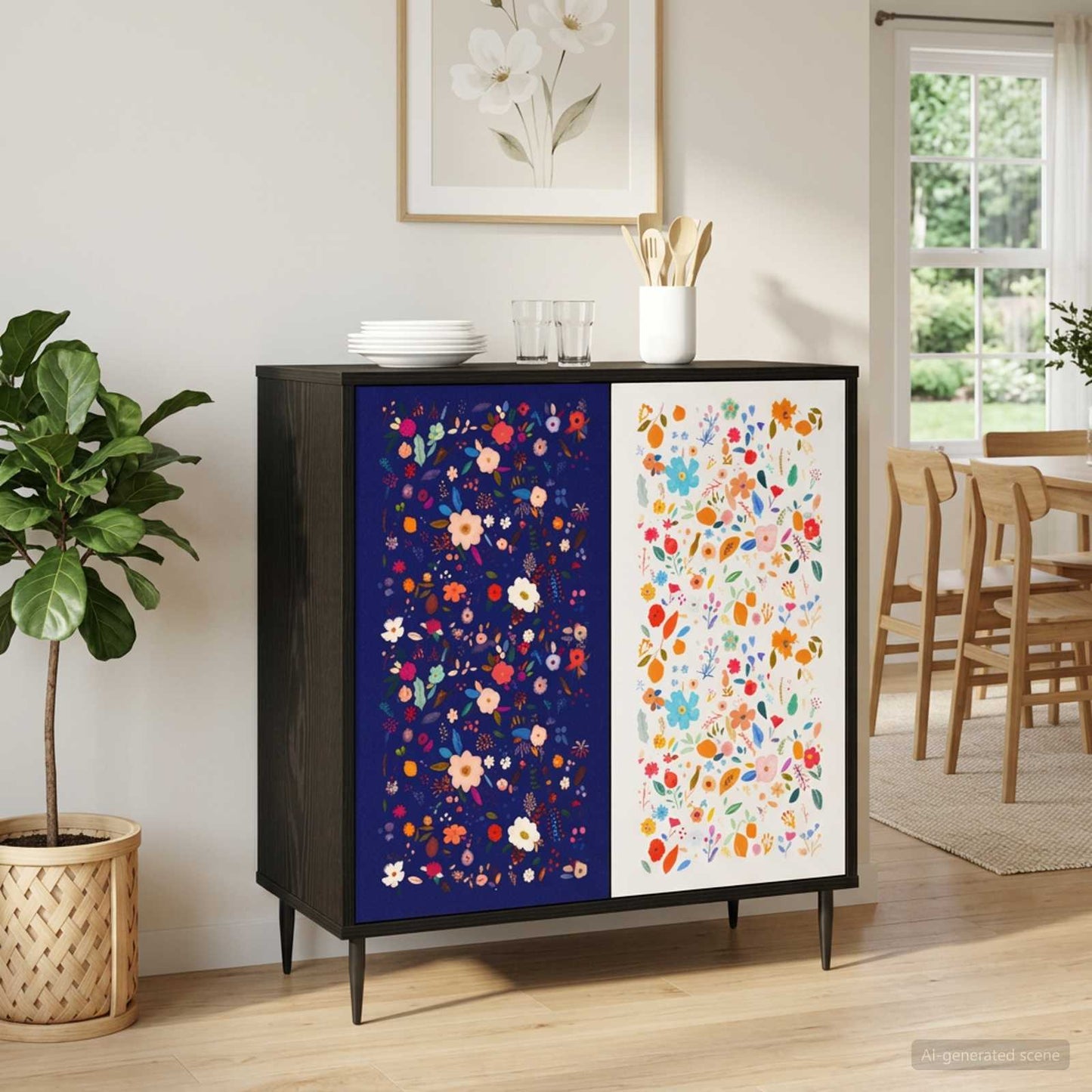 Serviesskap MAINZ Svart eik 69 x 33 x 76 cm Konstruert tre