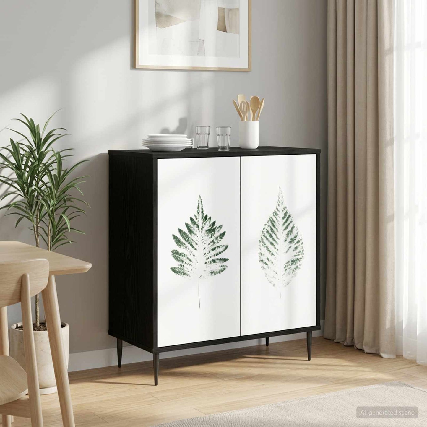 Serviesskap HANAU Svart eik 69 x 33 x 76 cm Konstruert tre