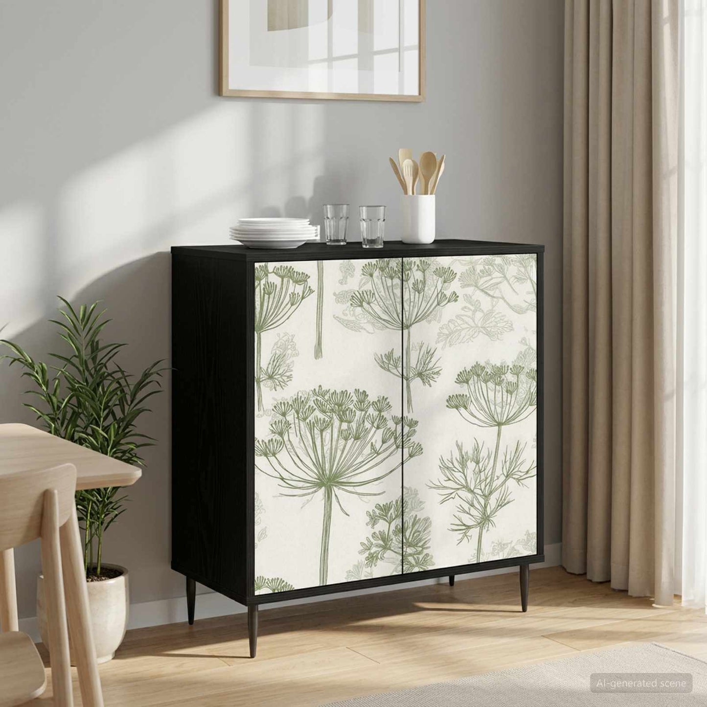 Serviesskap GOTHA Svart eik 69 x 33 x 76 cm Konstruert tre