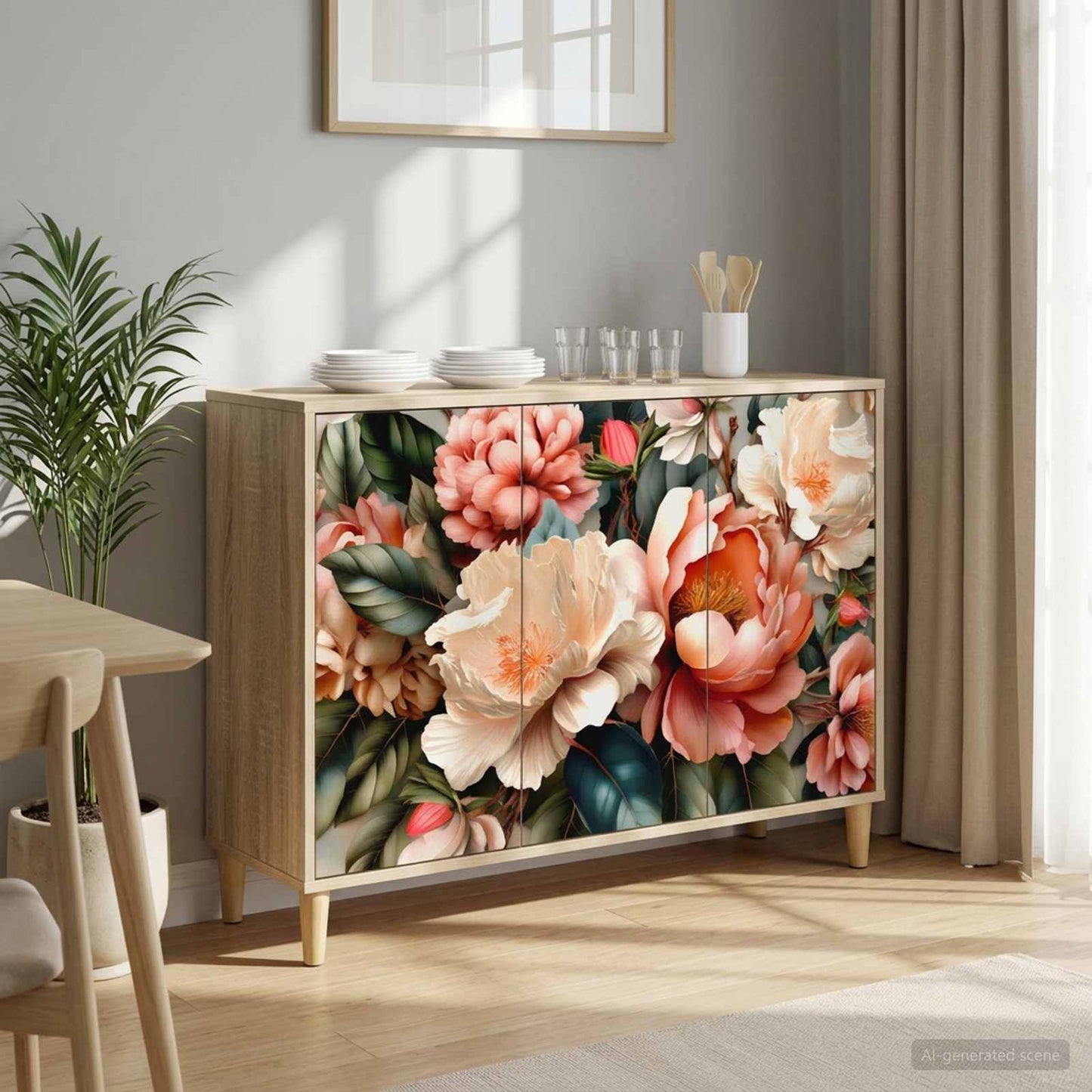 Serviesskap BORNE Sonoma 102 x 33 x 75 cm Konstruert tre