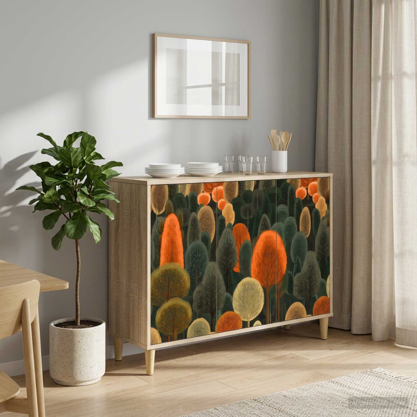 Serviesskap ZAANDAM Sonoma 102 x 33 x 75 cm Konstruert tre