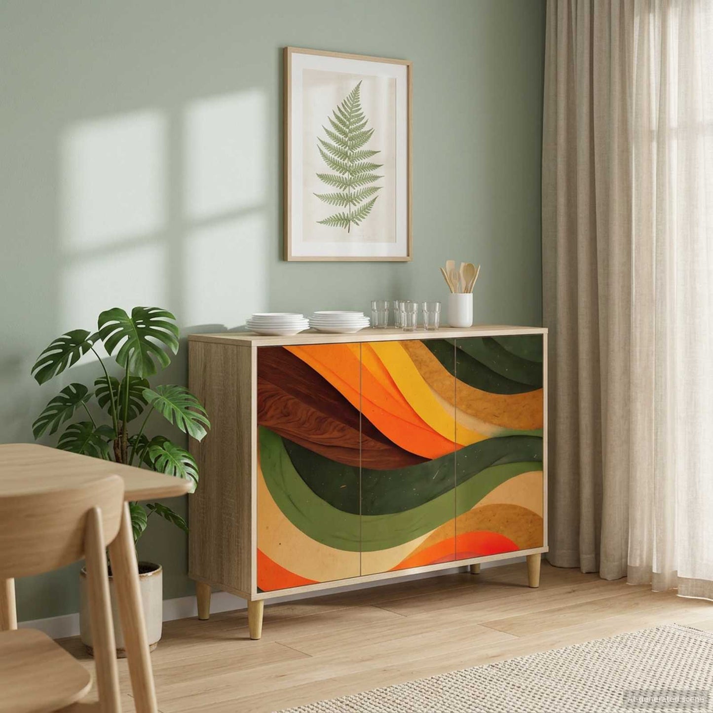 Serviesskap BONN Sonoma 102 x 33 x 75 cm Konstruert tre