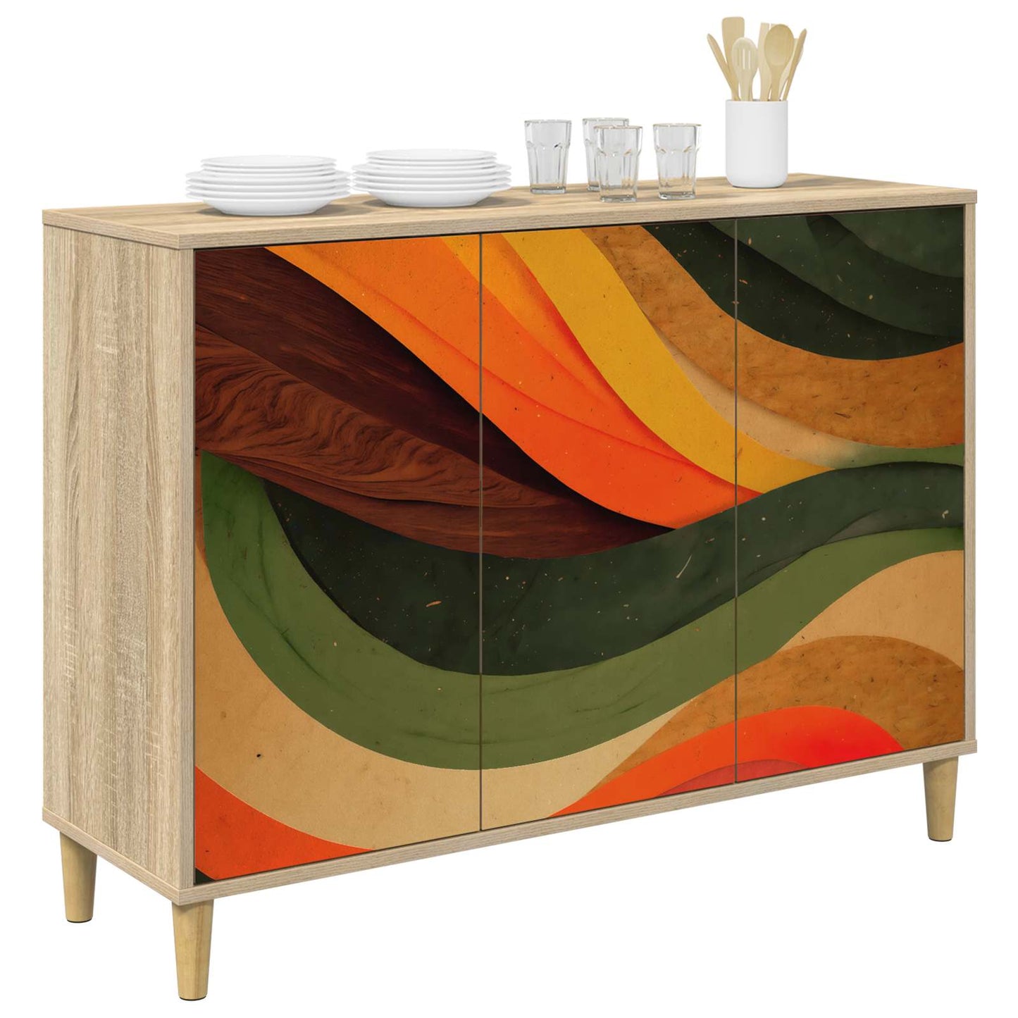 Serviesskap BONN Sonoma 102 x 33 x 75 cm Konstruert tre