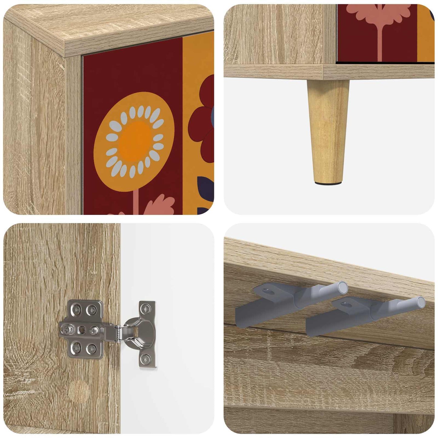 Serviesskap ESSEN Sonoma 102 x 33 x 75 cm Konstruert tre