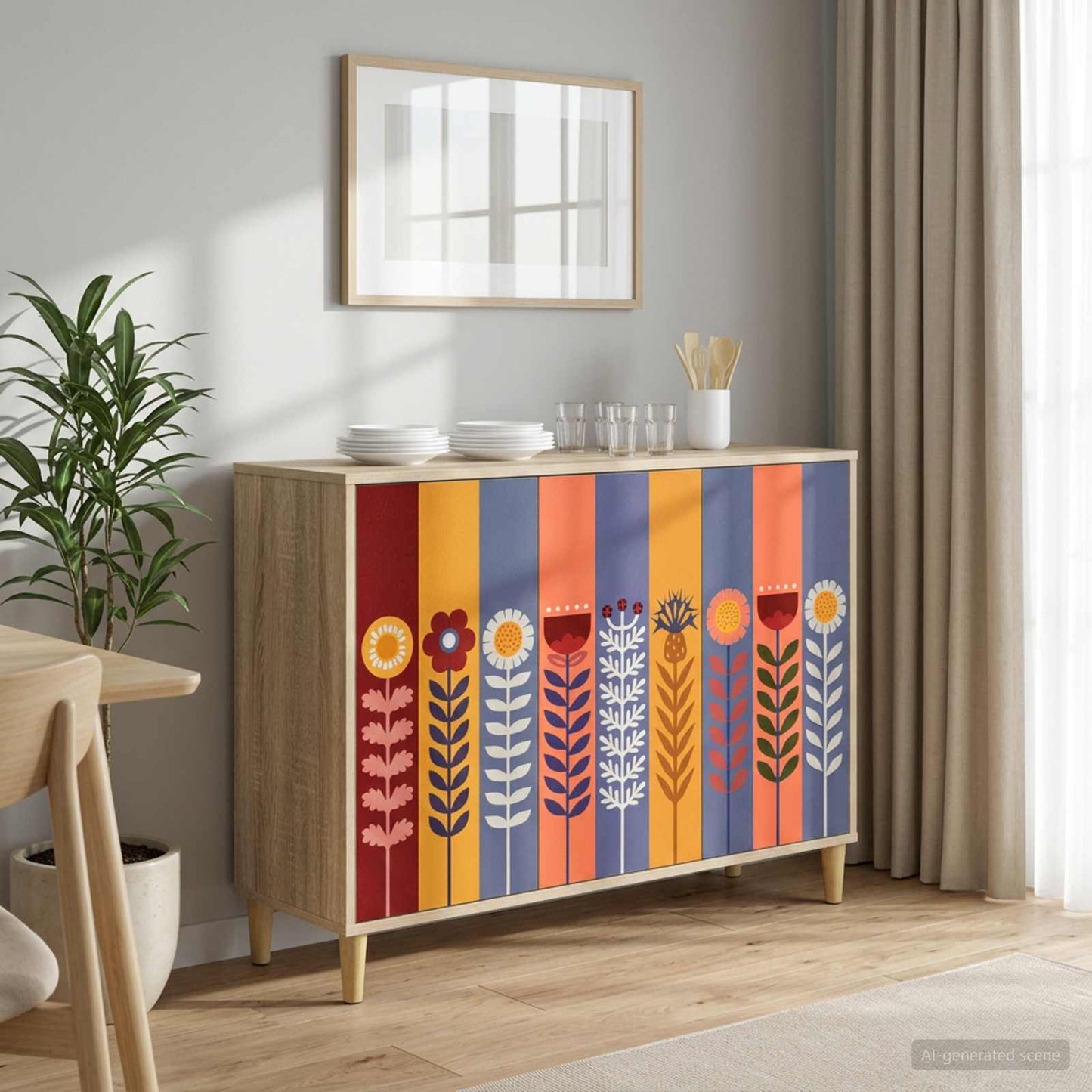 Serviesskap ESSEN Sonoma 102 x 33 x 75 cm Konstruert tre