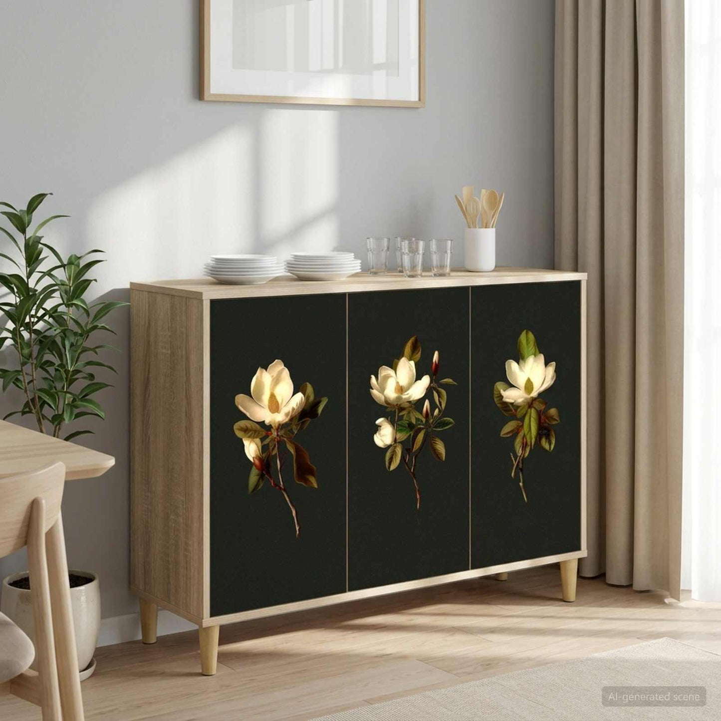 Serviesskap BREMEN Sonoma 102 x 33 x 75 cm Konstruert tre