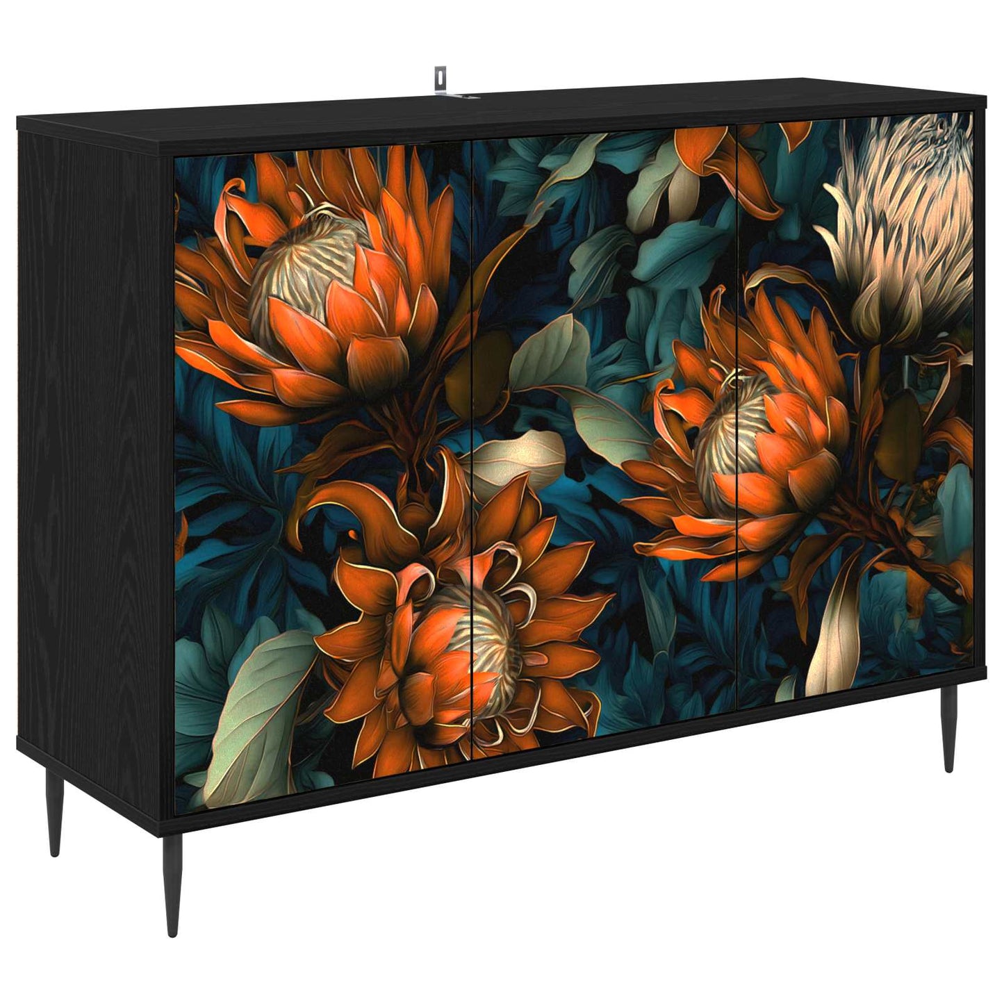 Serviesskap LOCHEM Svart eik 102 x 33 x 76 cm Konstruert tre