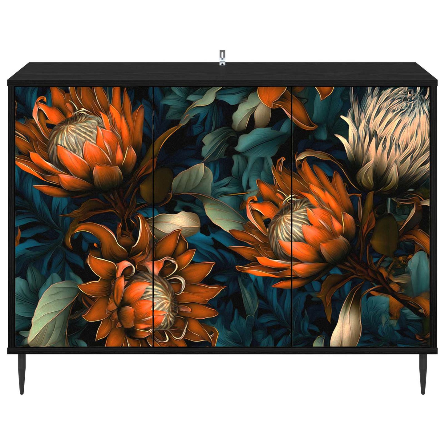 Serviesskap LOCHEM Svart eik 102 x 33 x 76 cm Konstruert tre