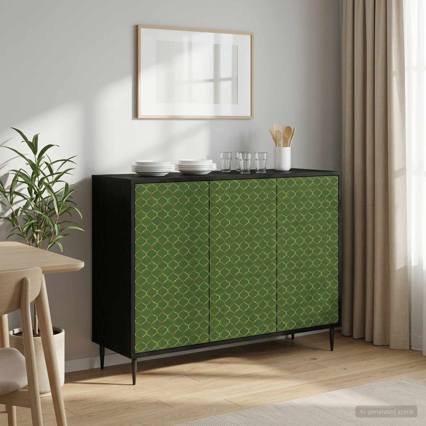 Serviesskap GELEEN Svart eik 102 x 33 x 76 cm Konstruert tre