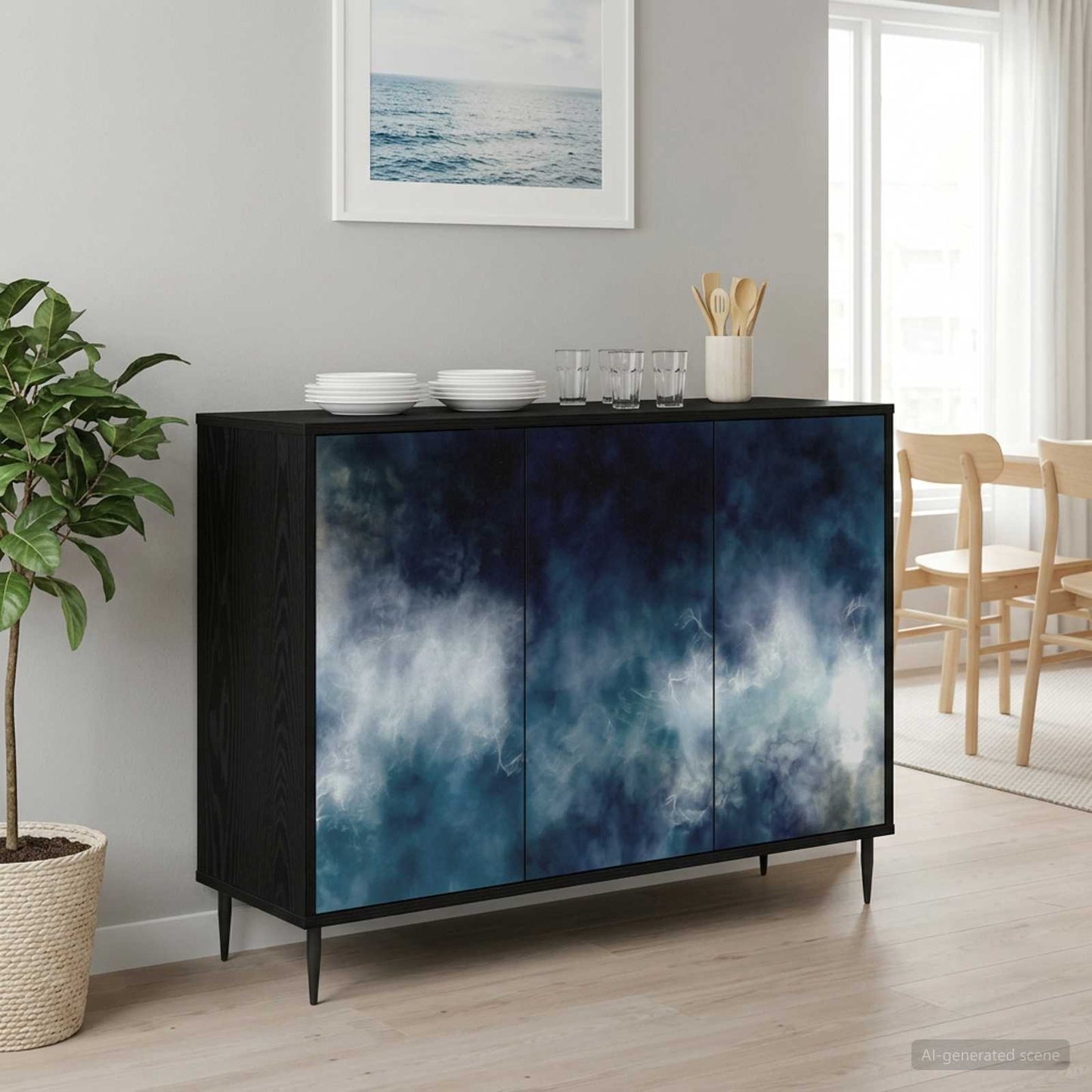Serviesskap RAALTE Svart eik 102 x 33 x 76 cm Konstruert tre