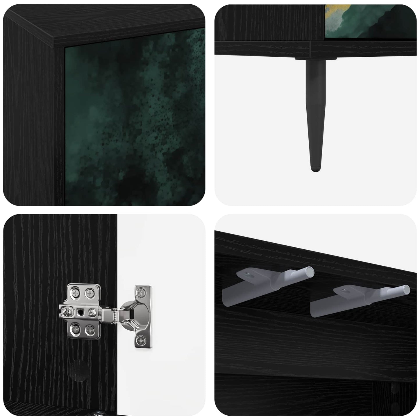 Serviesskap WIJHE Svart eik 102 x 33 x 76 cm Konstruert tre