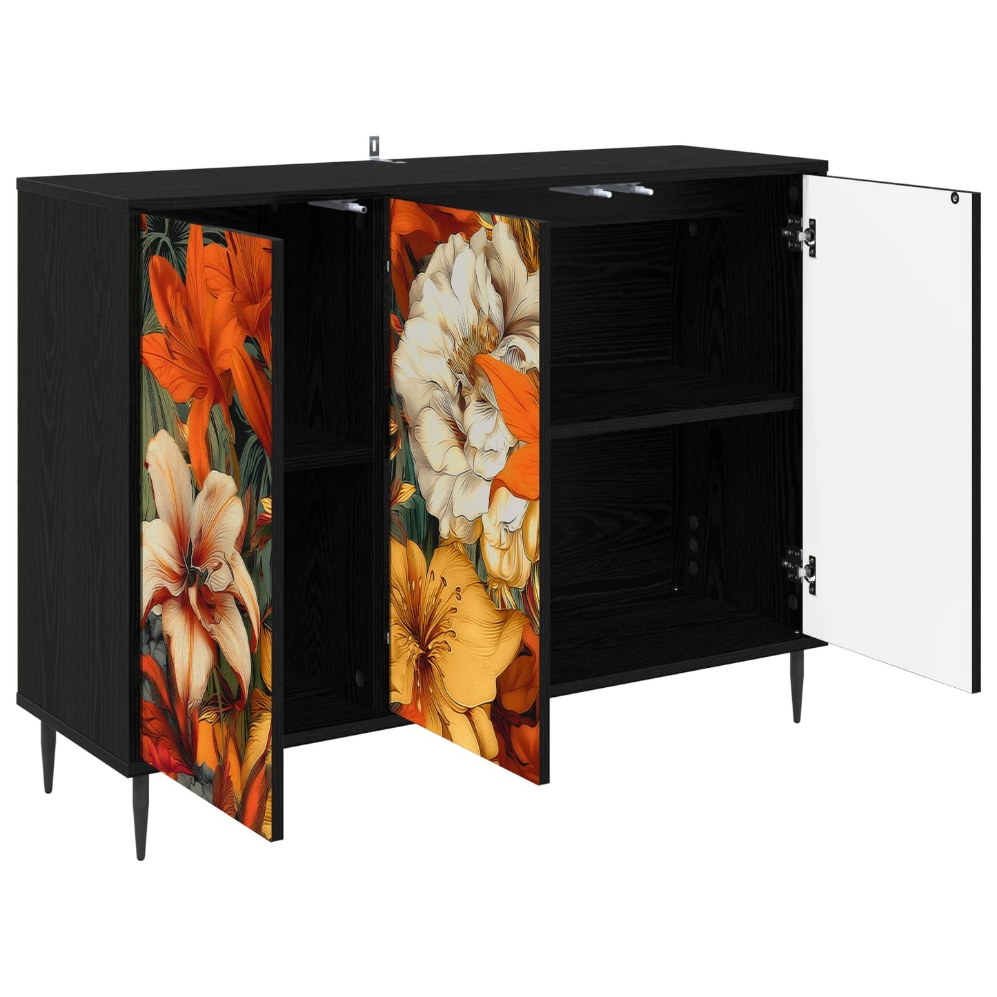 Serviesskap GENNEP Svart eik 102 x 33 x 76 cm Konstruert tre