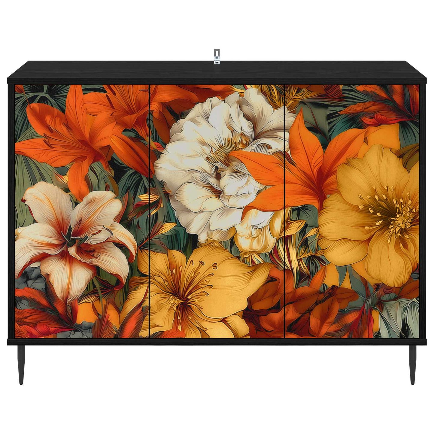 Serviesskap GENNEP Svart eik 102 x 33 x 76 cm Konstruert tre