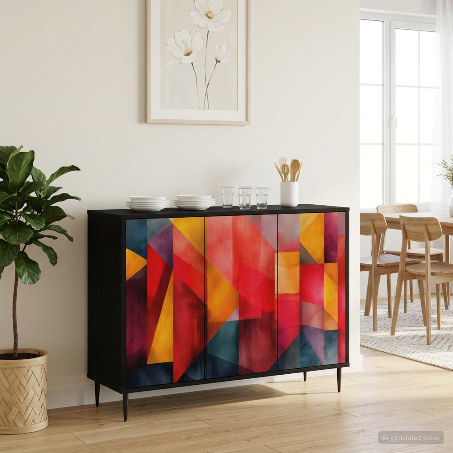 Serviesskap HEESCH Svart eik 102 x 33 x 76 cm Konstruert tre