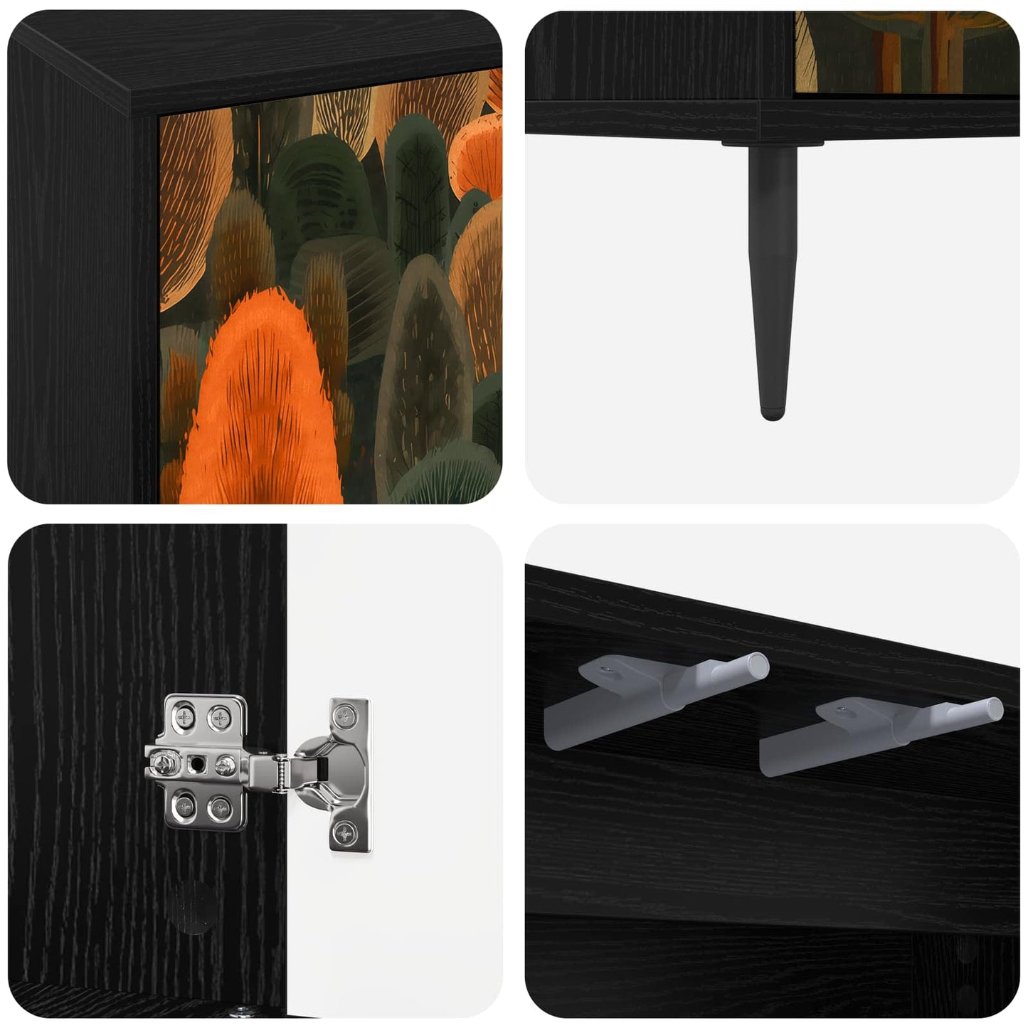 Serviesskap ZAANDAM Svart eik 102 x 33 x 76 cm Konstruert tre